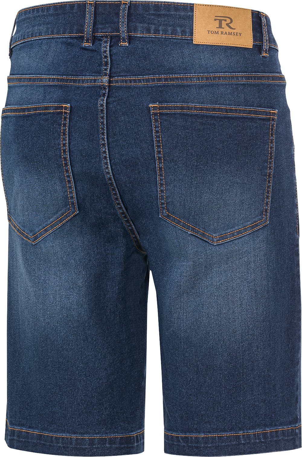 Tom Ramsey Jeansbermudas im mit 5-Pocket-Style dunkelblau Bund durch optimaler Passform flexiblen