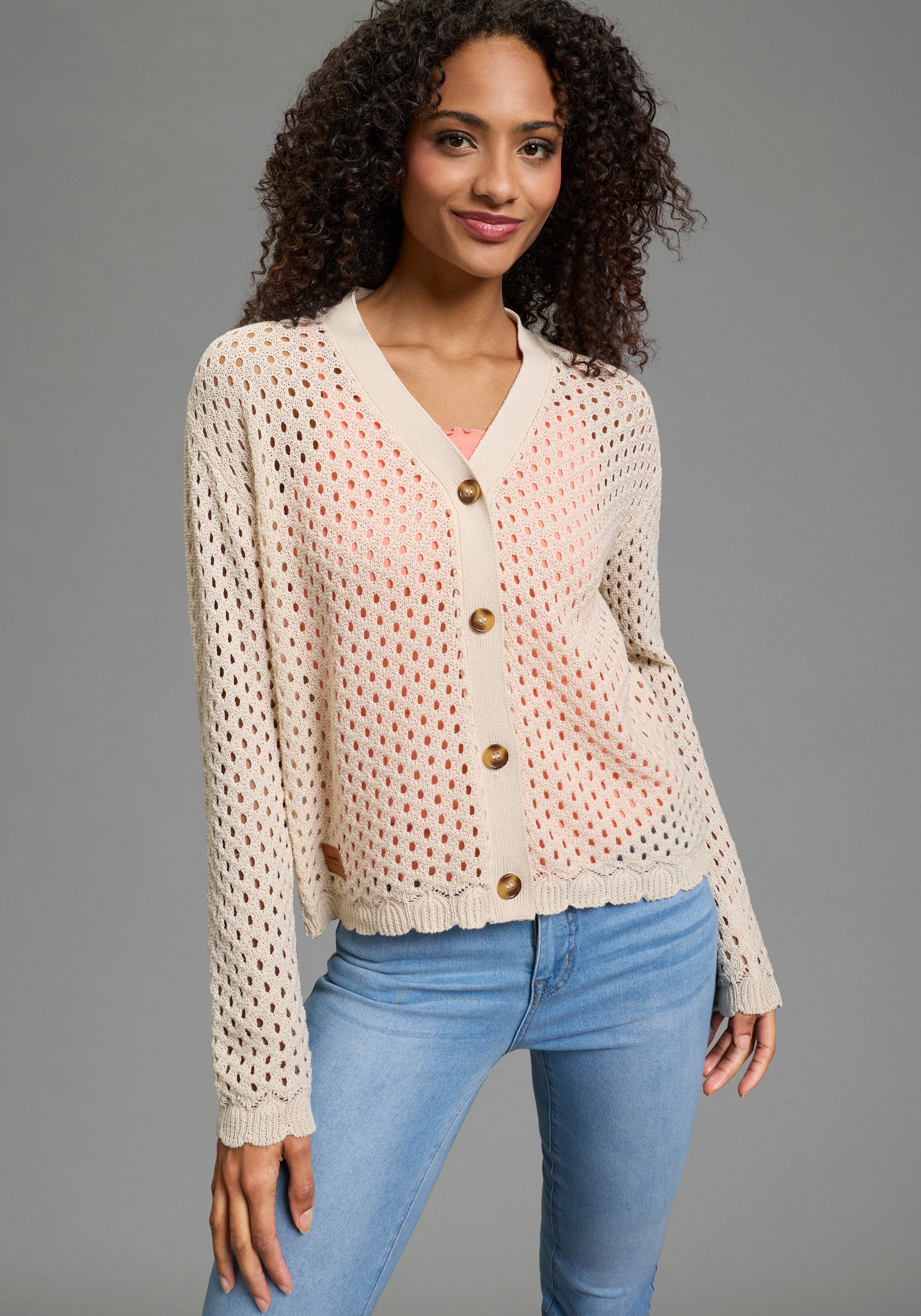 KangaROOS Ajourstrickjacke casual Stil, Langarm, bequeme Passform, Ajourstr günstig online kaufen