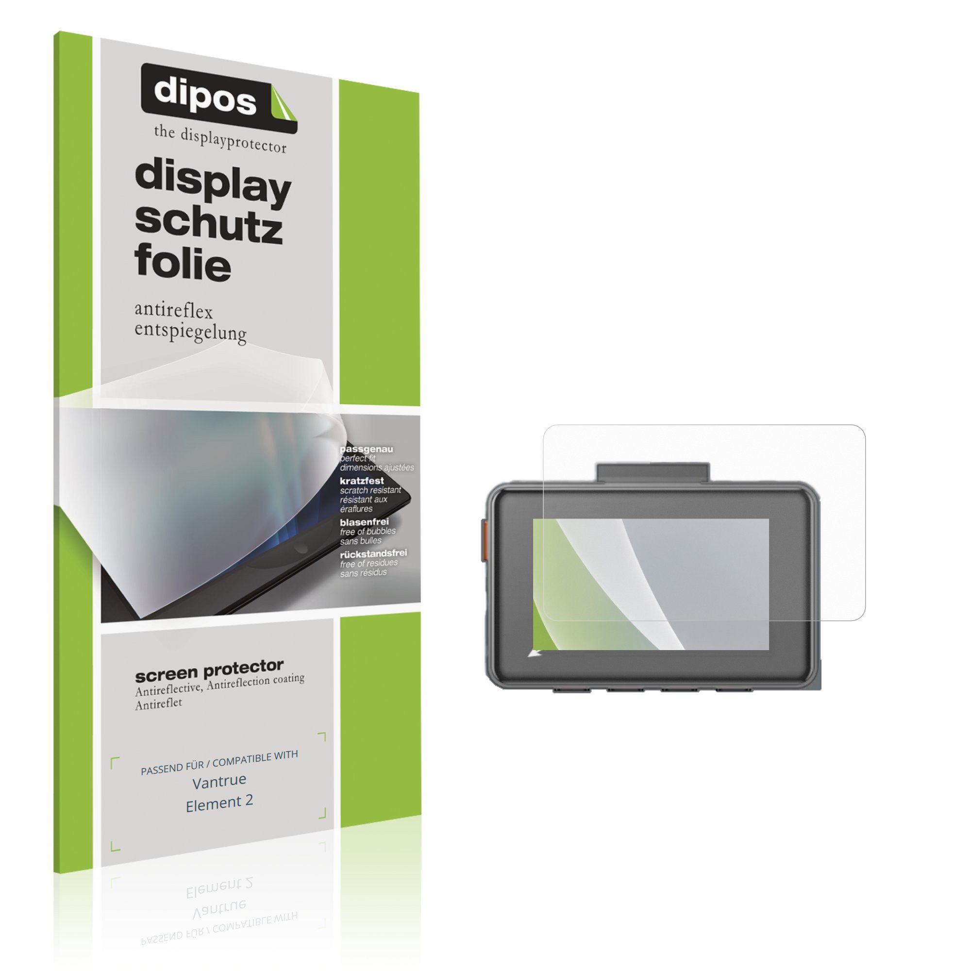 dipos Displayschutzfolie Schutzfolie für Vantrue Element 2, 4 Stück, Displayschutz Schutz Folie Made in Germany