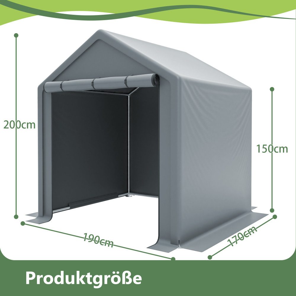 BBWL Gerätehaus 190x170x200 cm aus Metall, wasserdichte Fahrradgarage mit Rolltor, BxT: 190x170 cm, Geräteschuppen für Garten, Terrasse & Lagerung – Bild 3 von 5
