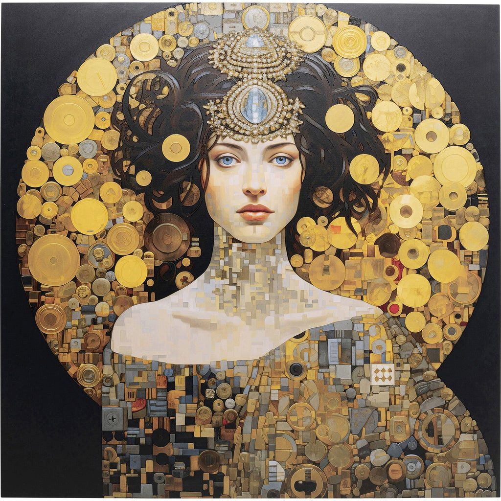 Kare Design Glasbild Art Nouveau Lady, Frau, Glasbild, 80x80 cm