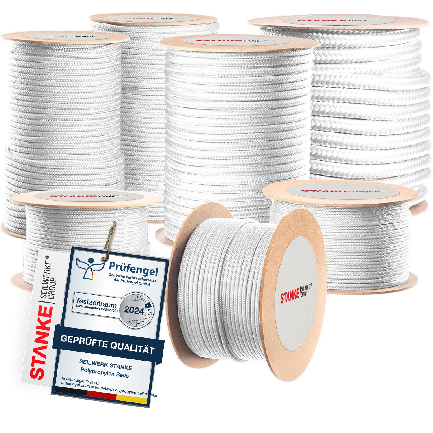 STANKE Seil Polypropylenseil 2mm - 1m Weiß Tomaten Schnur, Campingleine, Wetterfeste Schnur für Drachen, UV-beständig Outdoor Seil