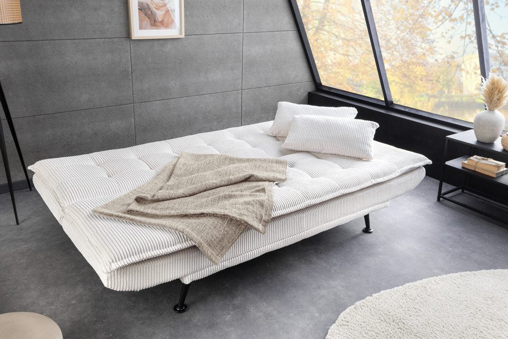riess-ambiente Schlafsofa JAZZ 190cm beige – 3-Sitzer Sofa mit Bettfunktion, Cordbezug, modern, Einzelartikel 1 Teile, komfortable Ausziehcouch mit Polsterung – – Bild 3 von 5