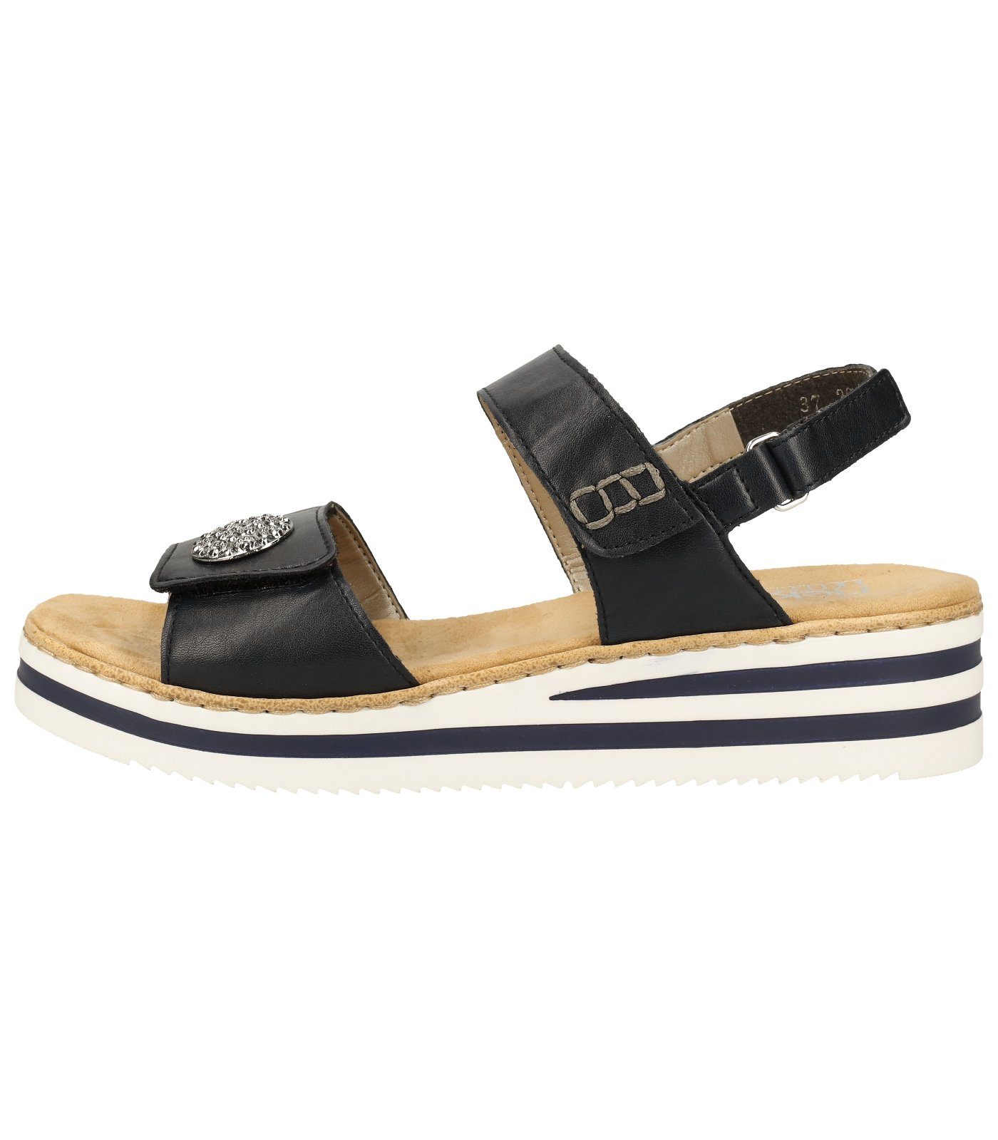 Lederimitat navy Rieker Sandalen Keilsandalette