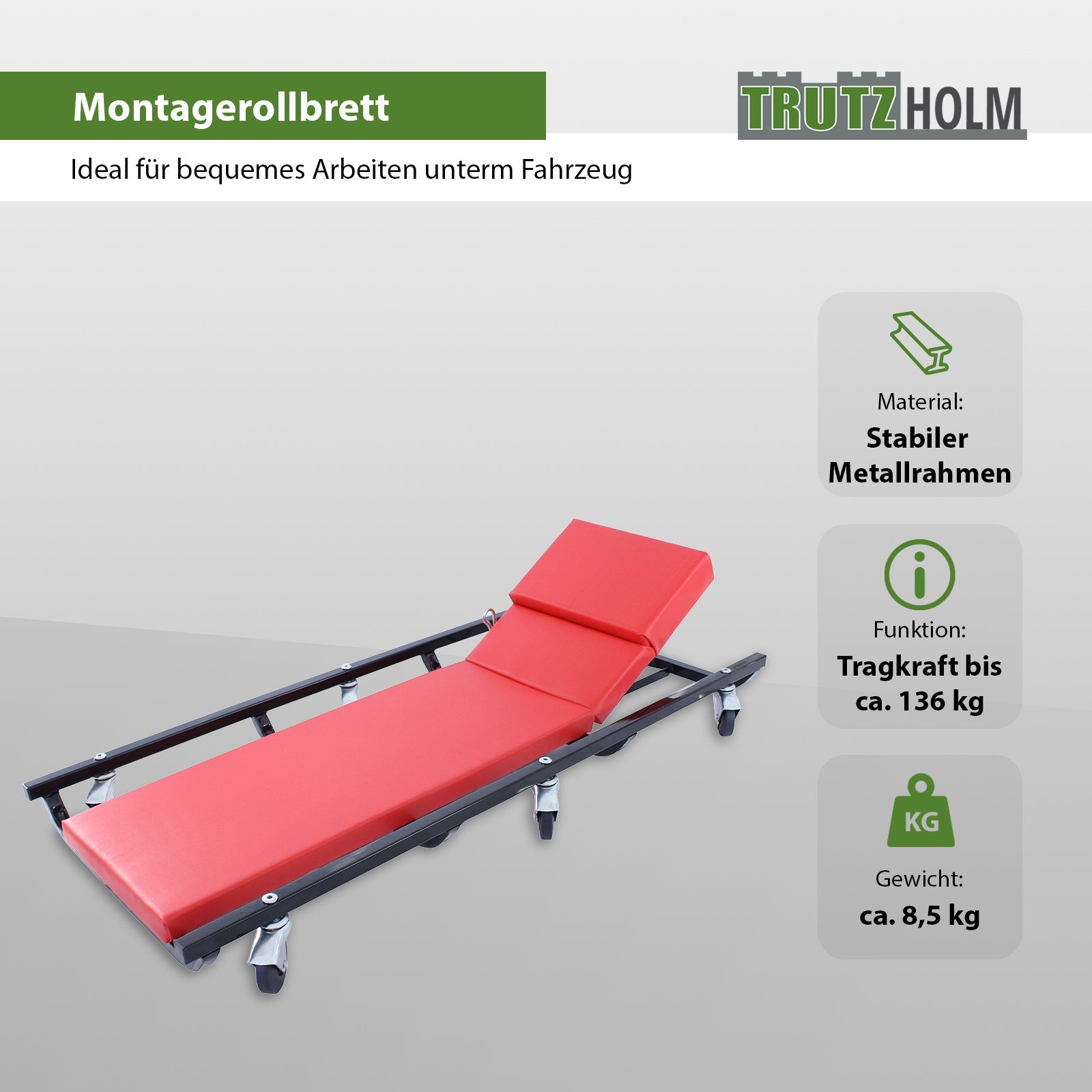 Transportroller 100 cm Montageliege Montagerollbrett Werkstattliege Rollliege Liege