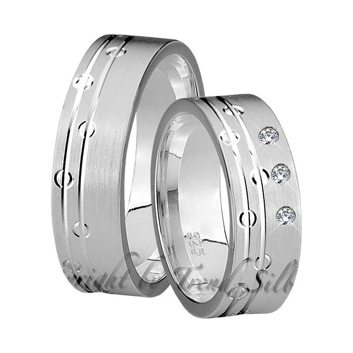 Trauringe123 Trauring Hochzeitsringe Verlobungsringe Trauringe Eheringe Partnerringe aus 925er Silber mit Stein J63-1