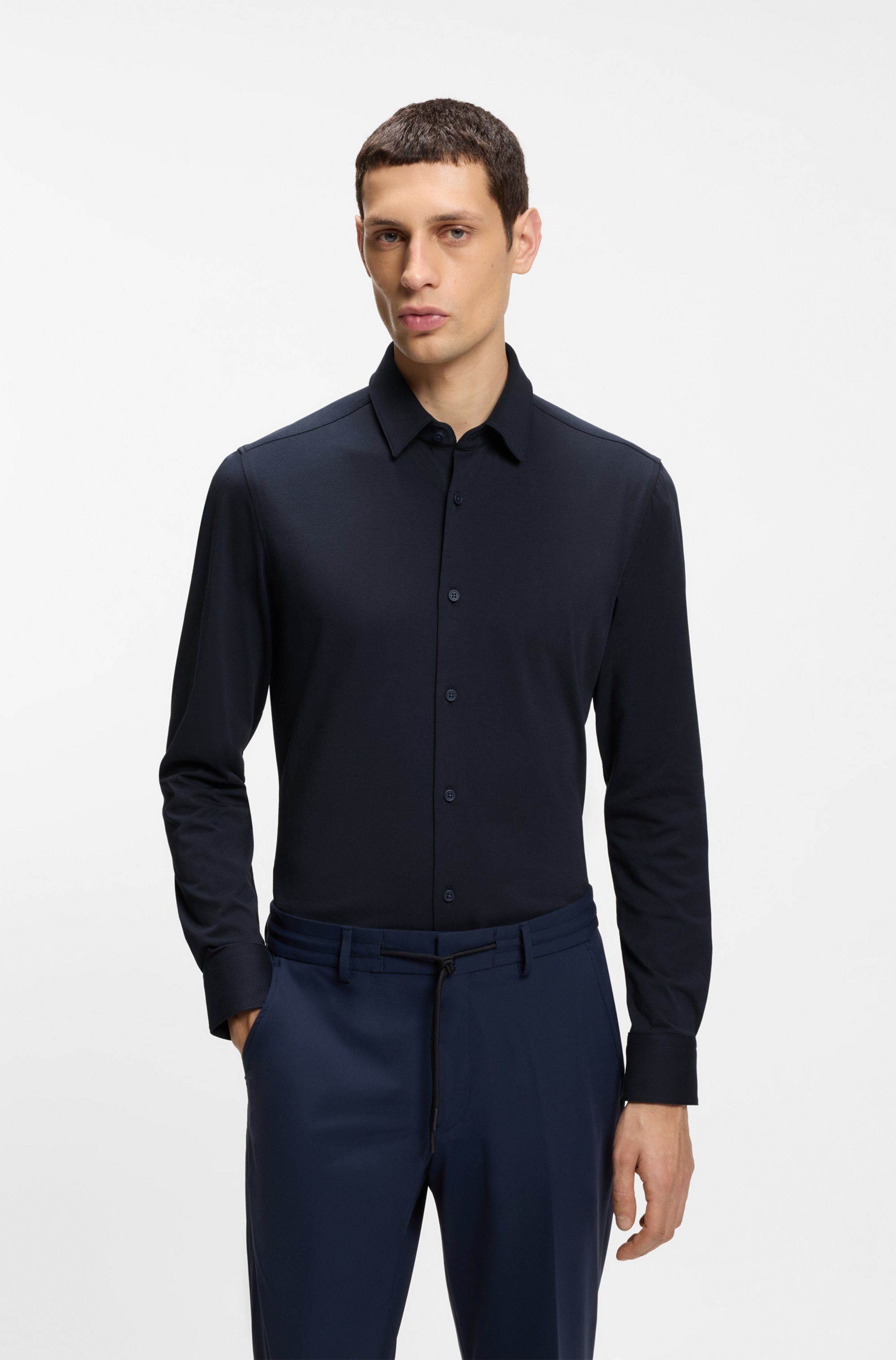BOSS Businesshemd HANK Kentkragen, Slim Fit, Baumwoll-Mix mit Performance-S günstig online kaufen