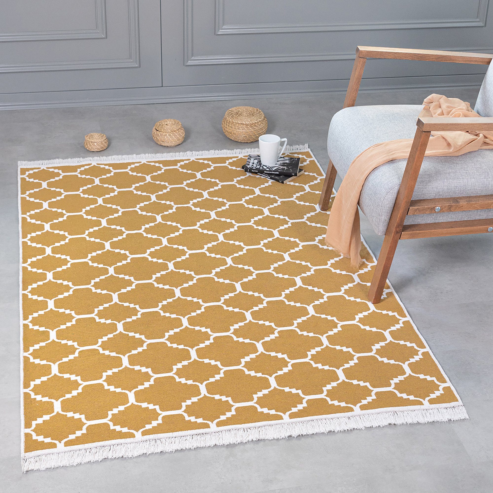 Jimri Teppich Kelim Teppich Wohnzimmer Schlafzimmer Küche, Badezimmer Läufer Flur, Rechteckig, Wendeteppich