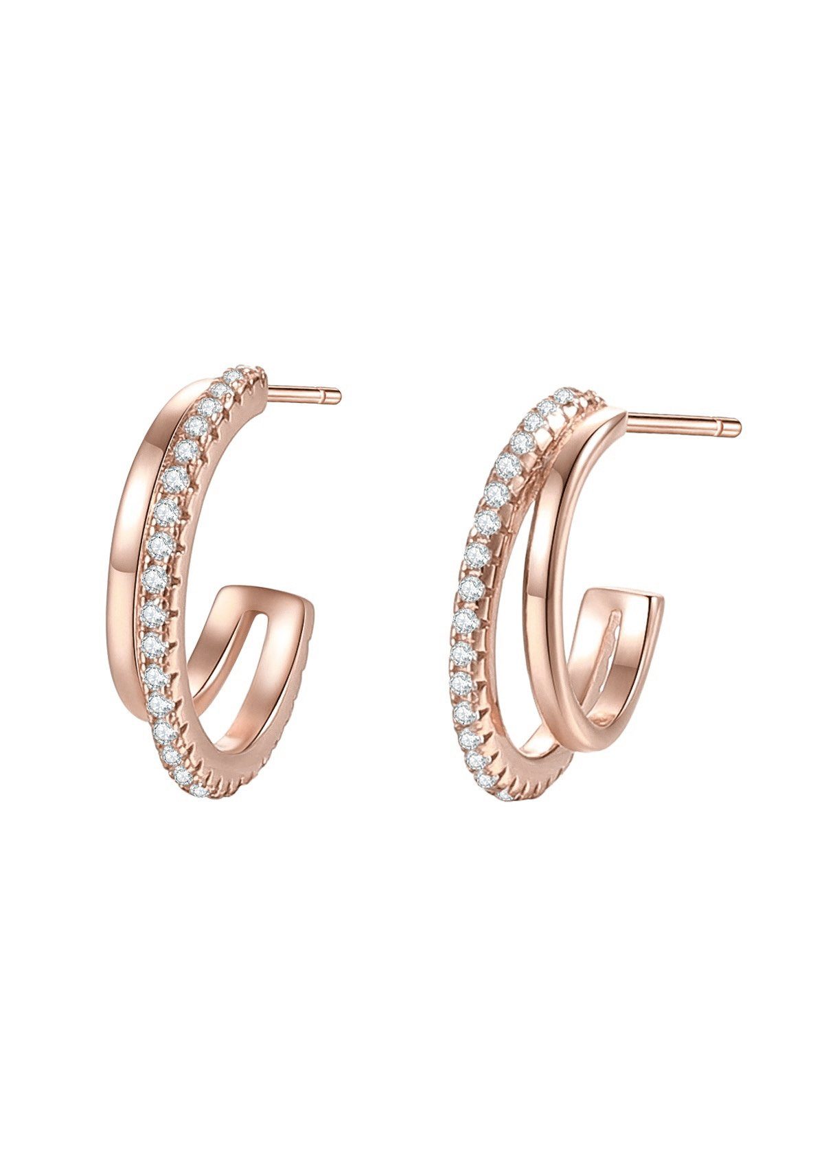 Hey Happiness Paar Ohrstecker Doppelt Kristalle, Vergoldete 925 Silber Creo günstig online kaufen