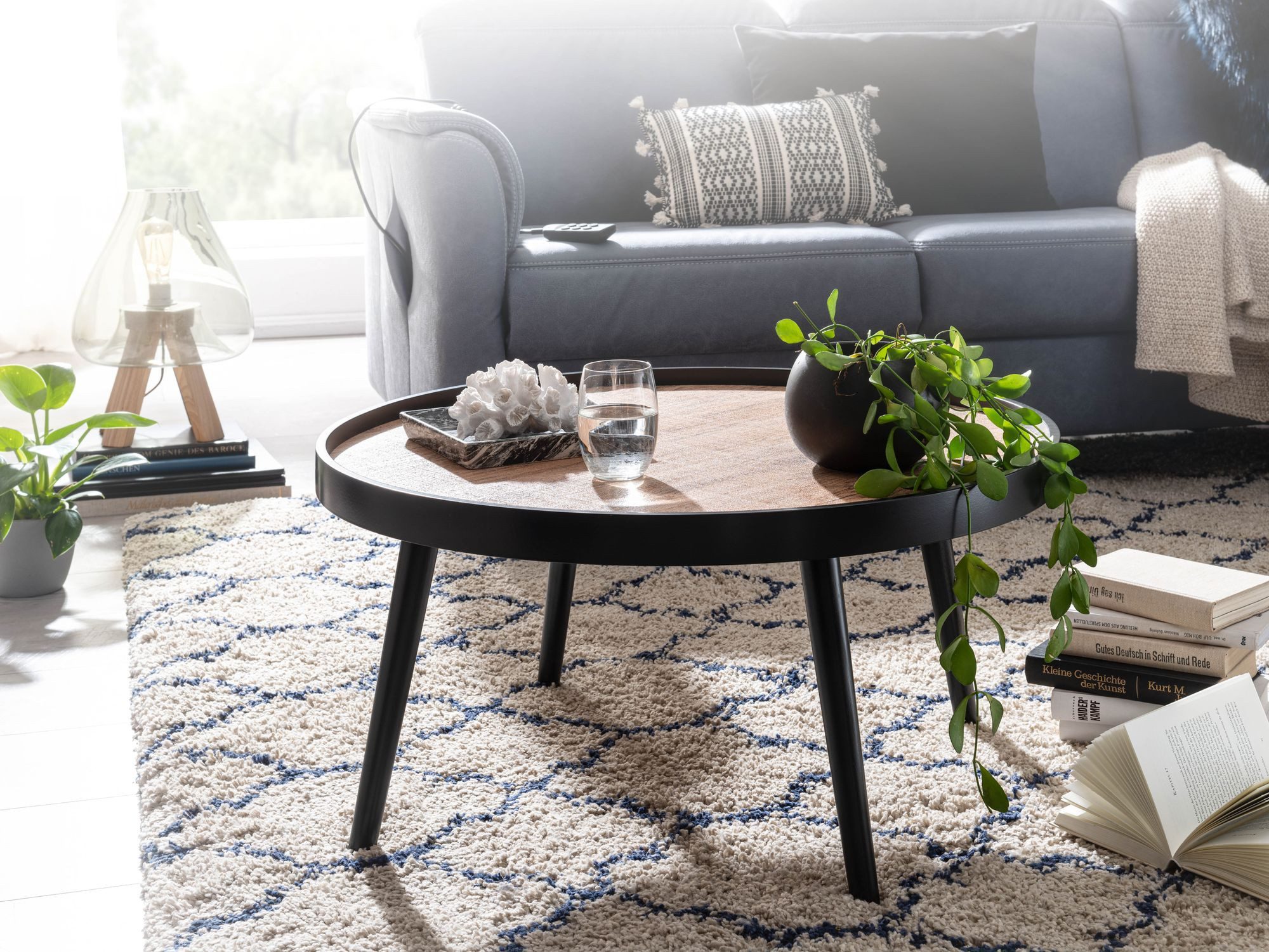 FINEBUY Couchtisch FB74023 Rund 76cm Skandinavisches Design Eiche Wohnzimme günstig online kaufen