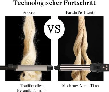 PARWIN PRO BEAUTY Glätteisen 360° Rotierender Lockenstab Automatisch Curling Iron 25mm Keramik-Beschichtung, Nano-Titan-Beschichtung, Hair Curler mit LCD Display, 120-210℃