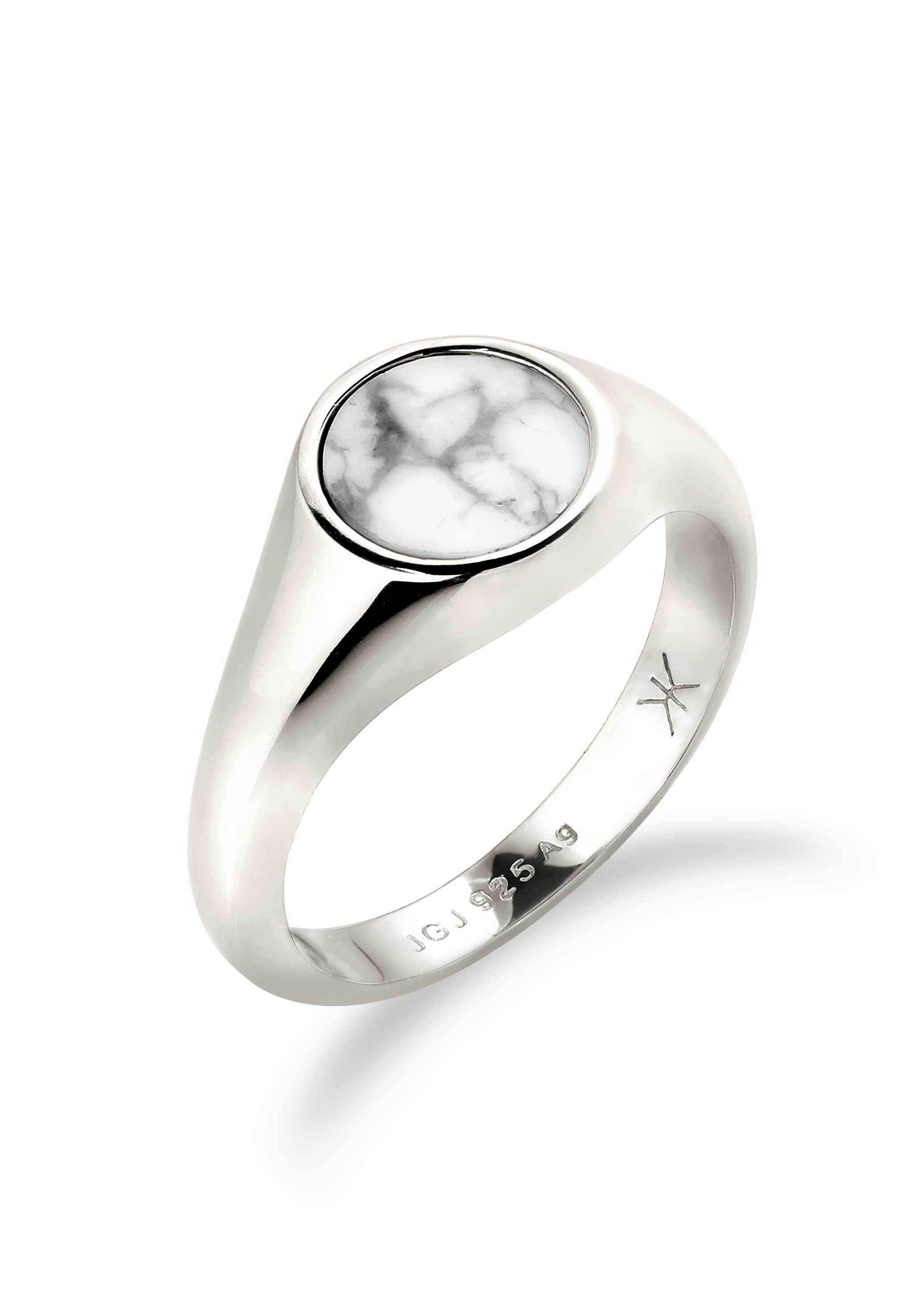 Kuzzoi Siegelring Siegelring Marmor Weiß 925 Sterling Silber