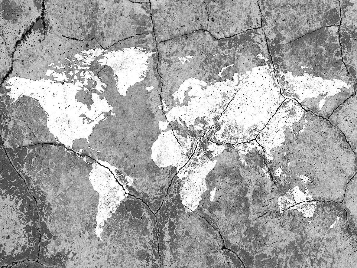 Levandeo® Leinwandbild, Leinwandbild 80x60cm Weltkarte Erde Urlaub Echtholz Keilrahmen