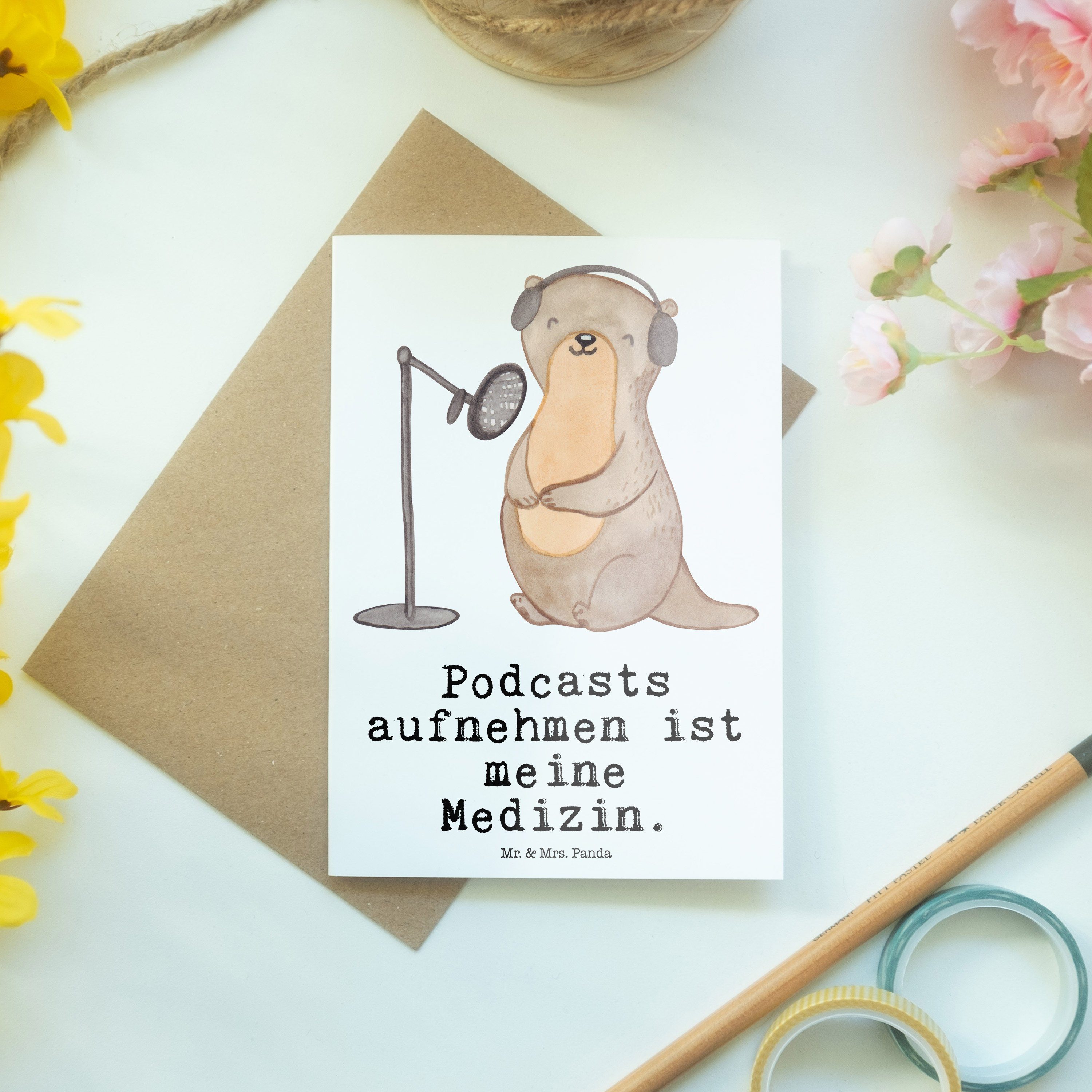 Otter Geschenk, Weiß Mr. Hobby aufnehmen - Podcast Podcaster, Medizin - Panda & Mrs. Grußkarte