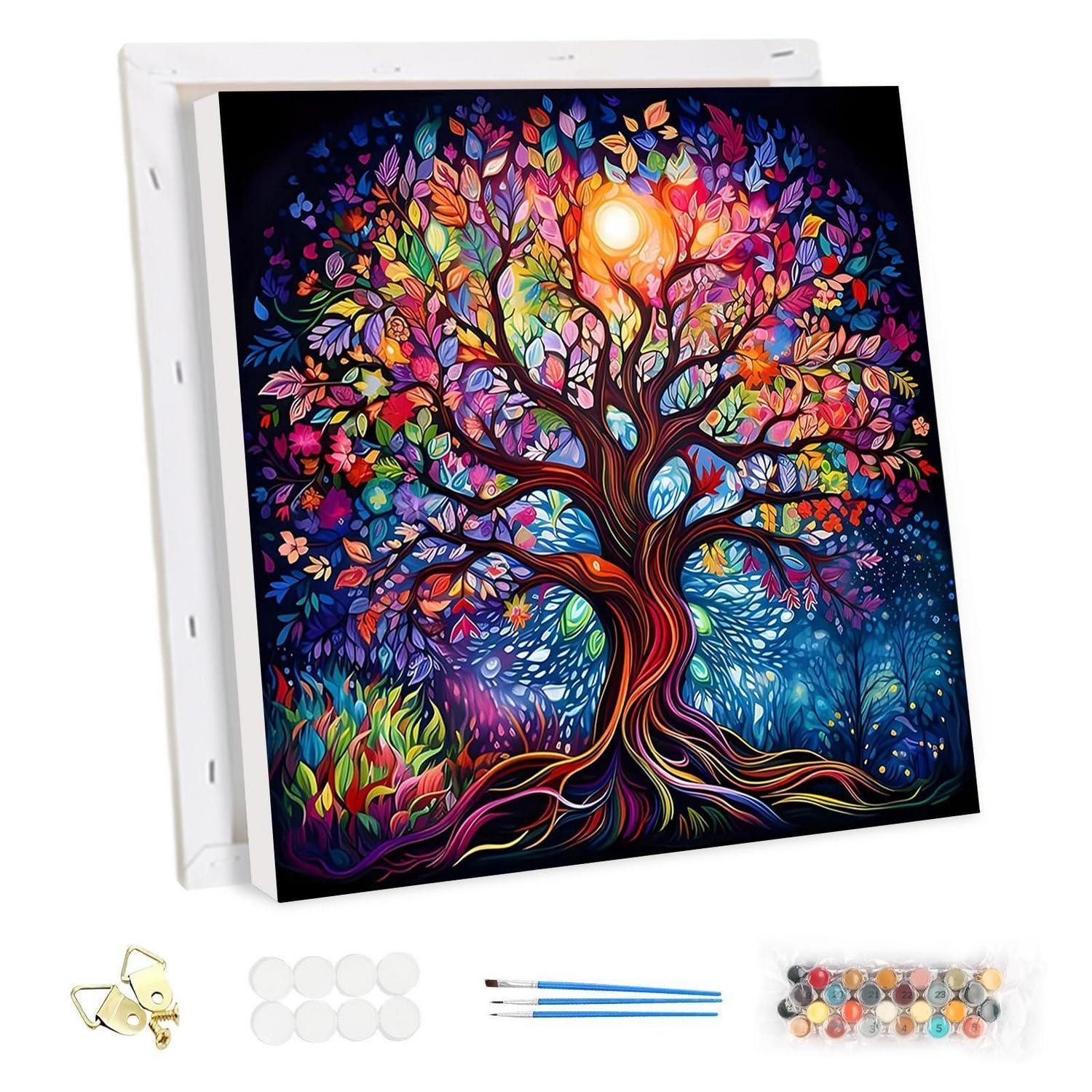 LuxusKollektion Malen nach Zahlen Malen nach Zahlen Bunter Baum 30x30cm (1-St)