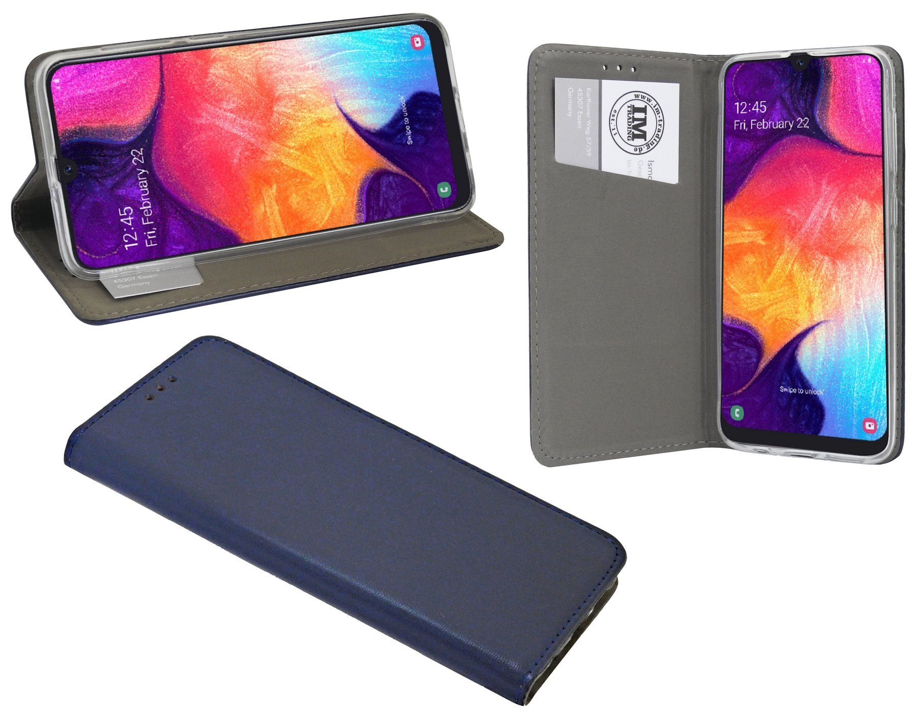 cofi1453 Handyhülle Hülle Tasche für Samsung Galaxy A30s, Kunstleder Schutzhülle Handy Wallet Case Cover mit Kartenfächern, Stan