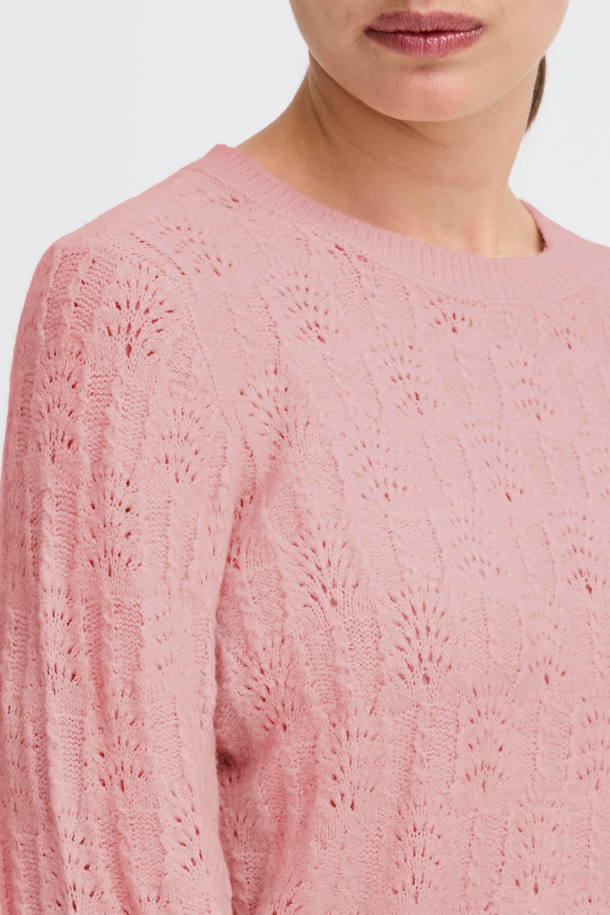 OXMO Rundhalspullover OXSinva Modischer Strickpullover mit süßem Muster