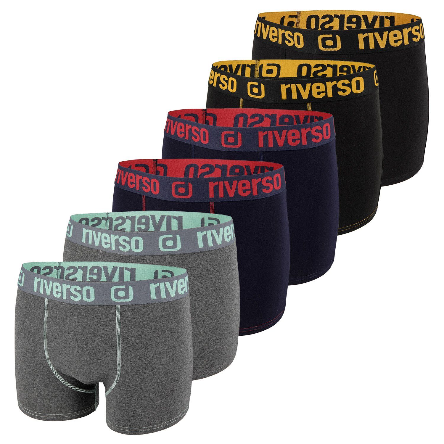 riverso Boxershorts Herren Retroshorts RIVJONNY Unterhosen (Vorteilspack, 6-St) Basic Boxer mit Stretch