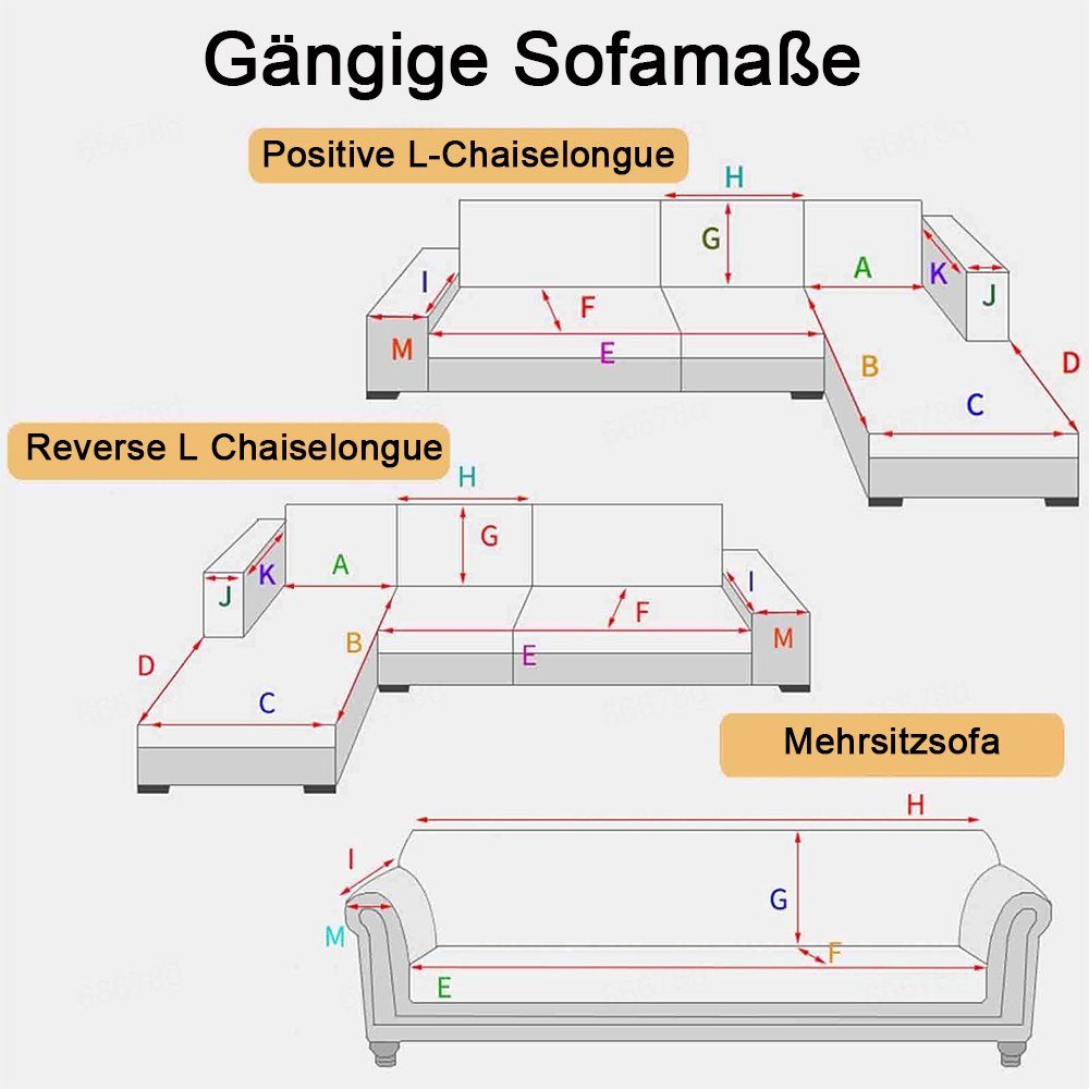 Sofabezug Sofaschutz, Form Grau 2 NUODWELL rutschfest 1 4 3 L Sitzer Sofabezug, Samt