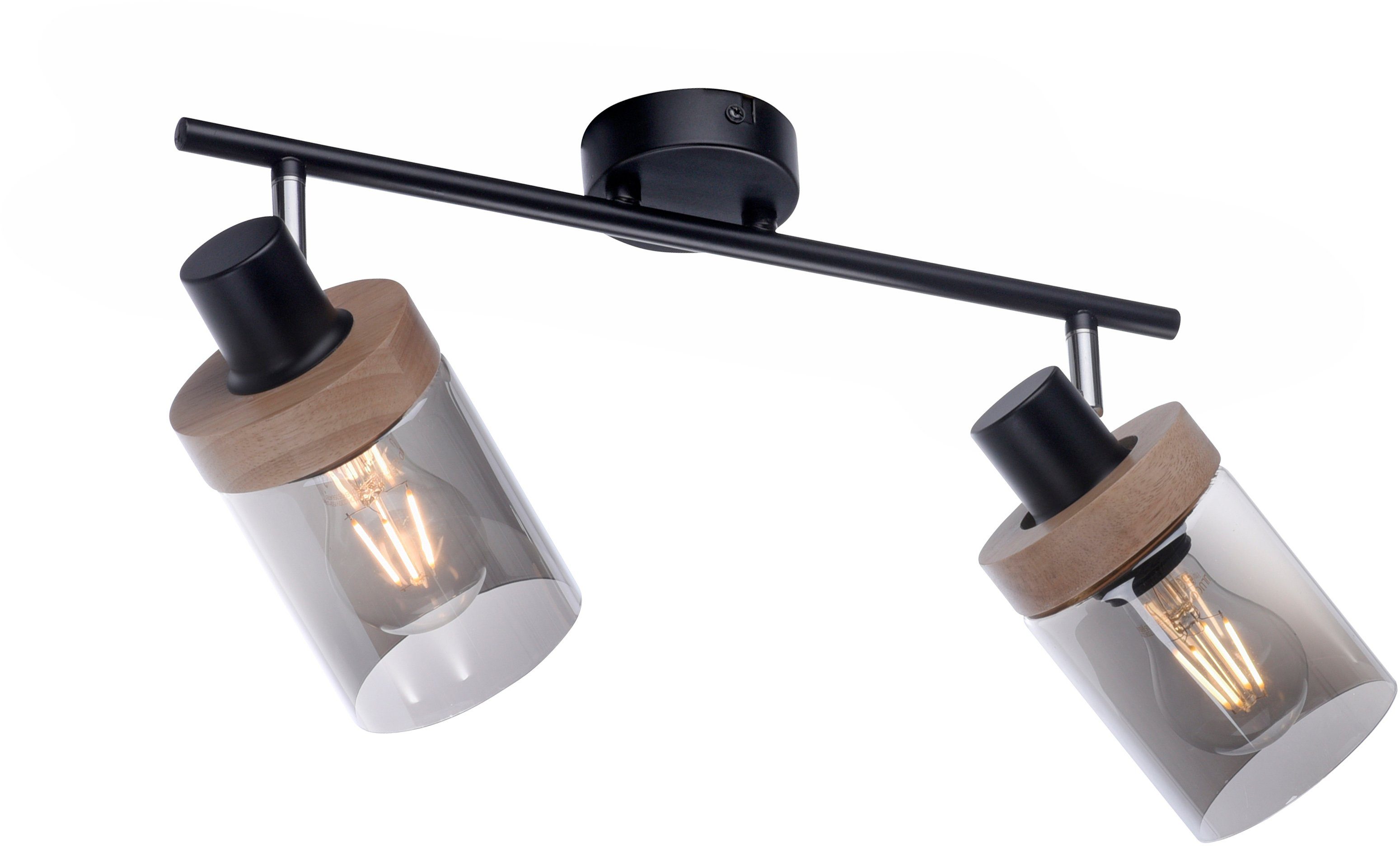 E27 Wandlampe, geeignet für Deckenleuchte schwenkbar Tendon, Home affaire Leuchtmittel - ohne Leuchtmittel, drehbar, Glas,