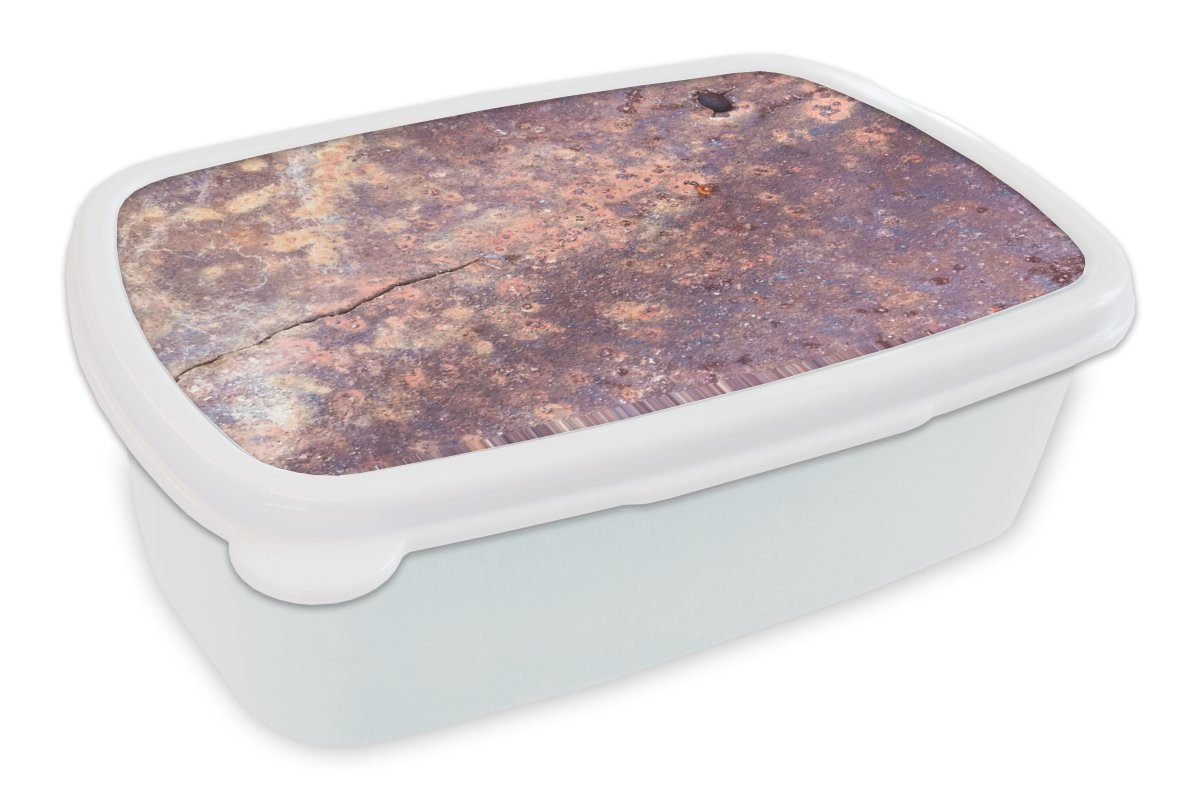 MuchoWow Lunchbox Rost - Abstrakt - Stahl, Kunststoff, (2-tlg), Brotbox für Kinder und Erwachsene, Brotdose, für Jungs und Mädchen weiß