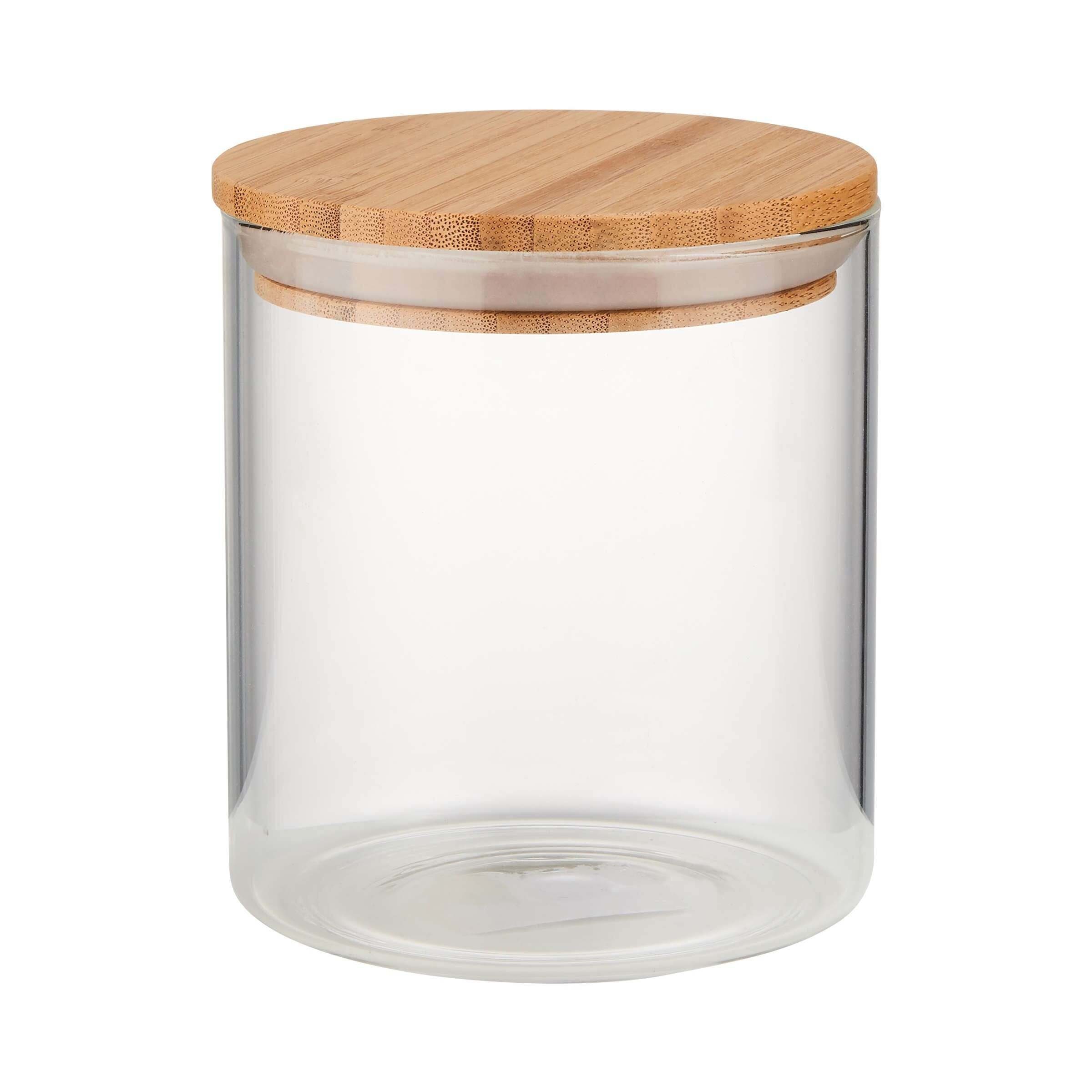 BUTLERS Vorratsglas WOODLOCK Vorratsglas-Set Silikon Bambus, Borosilikatglas, 4-tlg