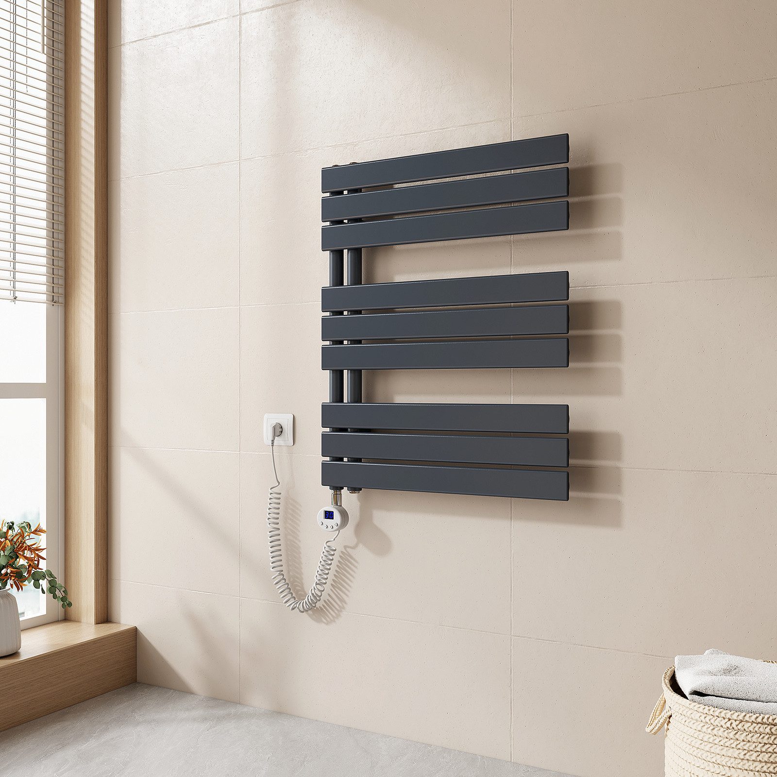 EMKE Paneelheizkörper Elektrischer Badheizkörper Handtuchwärmer mit Thermos günstig online kaufen