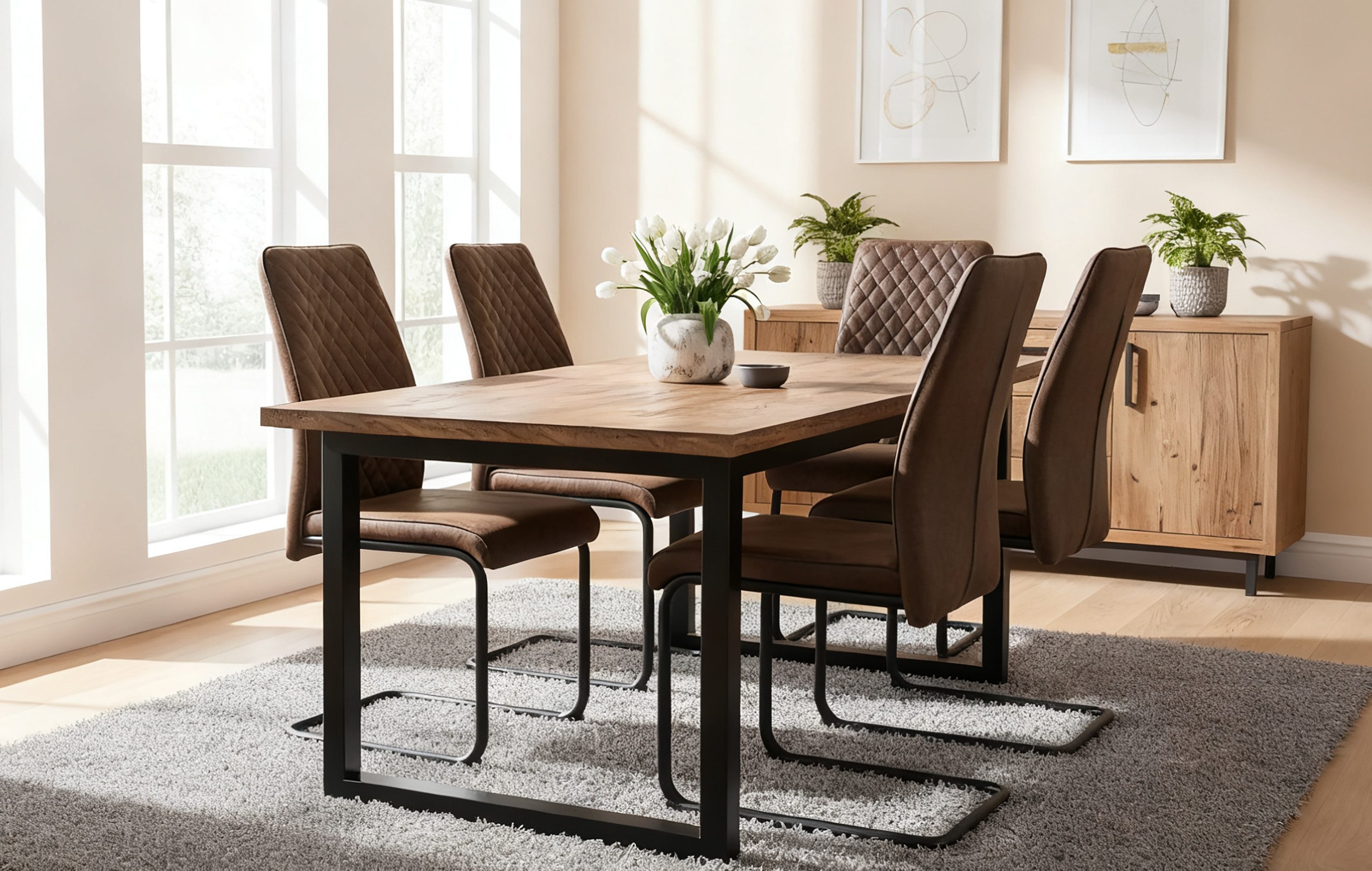 B&D home Консоль THEO (4er Set, 4 St), Esszimmerstuhl, kippsicher, gepolstert, pulverbeschichtet