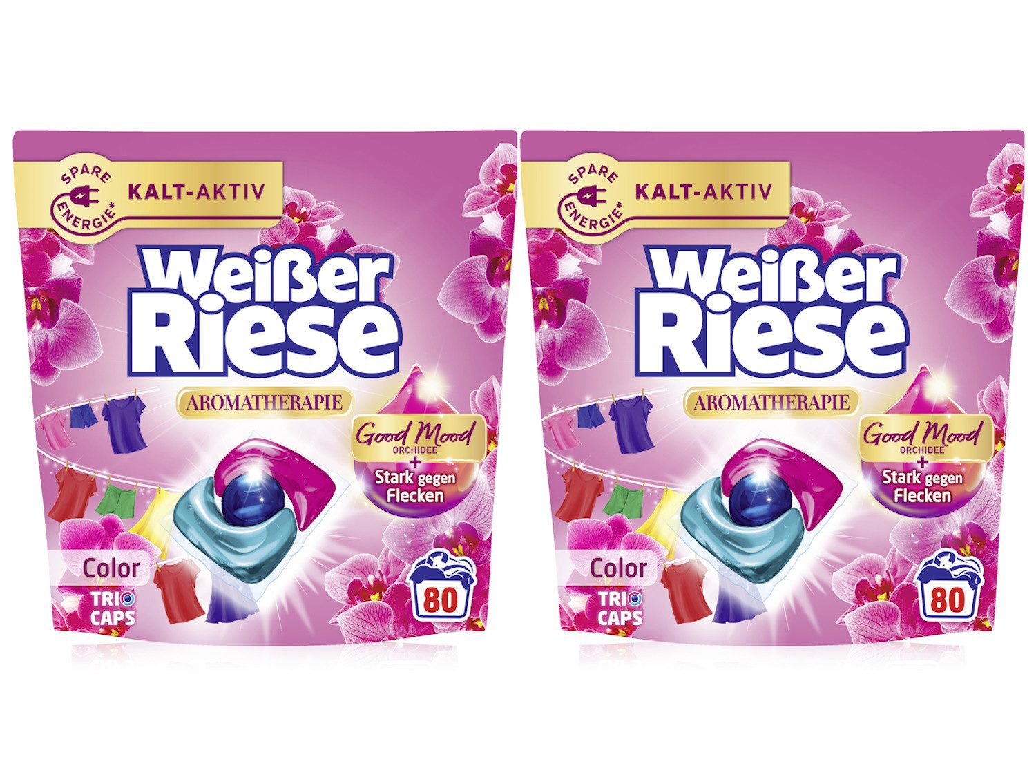 Weißer Riese WEISSER RIESE Trio-Caps 2x 80 WL Color Orchidee Aromatherapie Colorwaschmittel