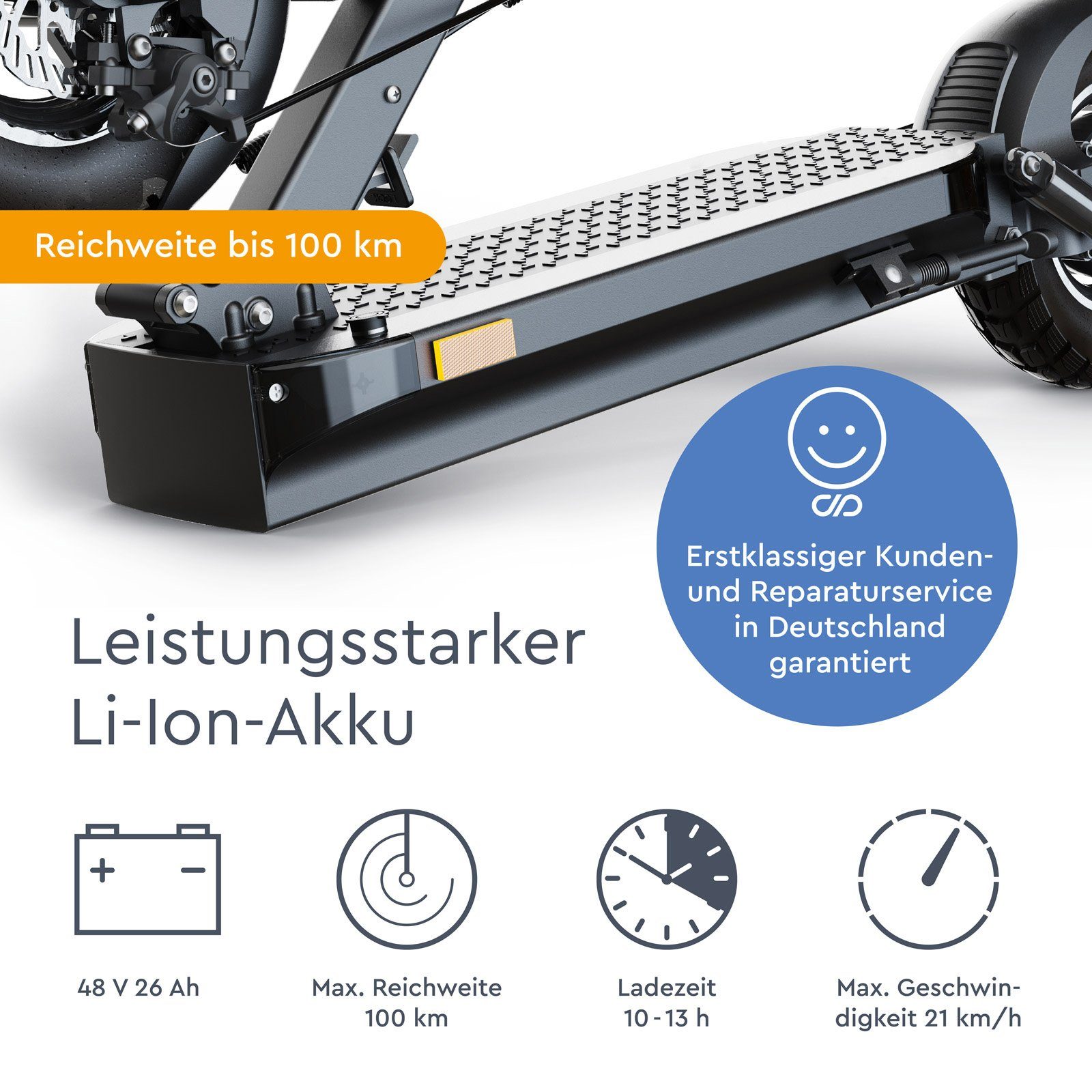 JOYOR E-Scooter Y8-S Offroad 100km Reichweite 1300Wh Federung mit Straßenzulassung, 500,00 W, 20 km/h, klappbar, geeignet für offroad Fahrten, vollgefedert, Sch – Bild 3 von 5