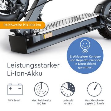 JOYOR E-Scooter Offroad Elektroroller mit Straßenzulassung 100km Reichweite 1300Wh 10", 500,00 W, 20,00 km/h, klappbar, geeignet für offroad Fahrten, vollgefedert