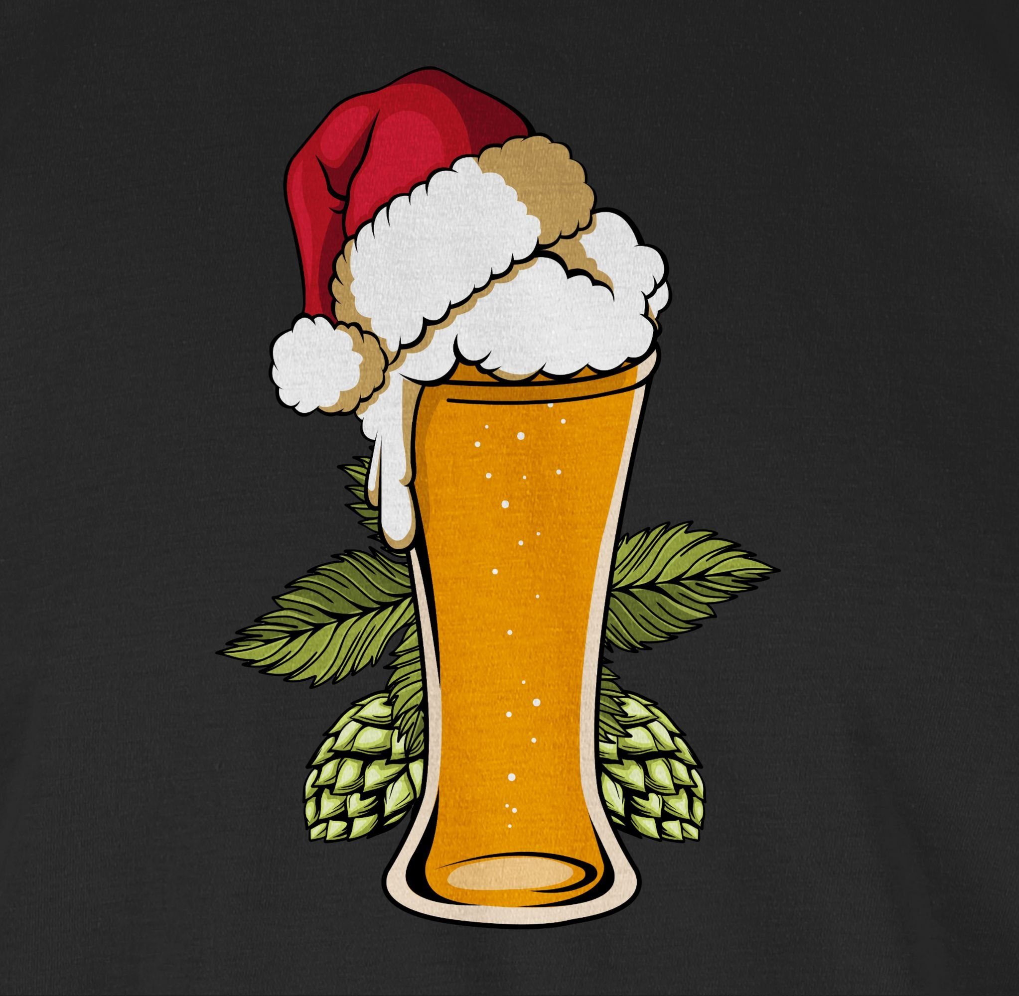 mit T-Shirt Bierglas 01 Schwarz Shirtracer Weihachten Kleidung Weihnachtsmütze