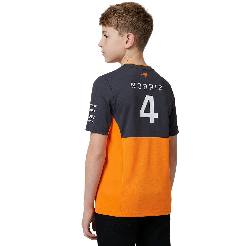Castore T-Shirt McLaren Norris Formel 1 T-Shirt Kinder Set Up Motorsport Sportshirt Kindertrikot im original Fahrerdesign mit Logos