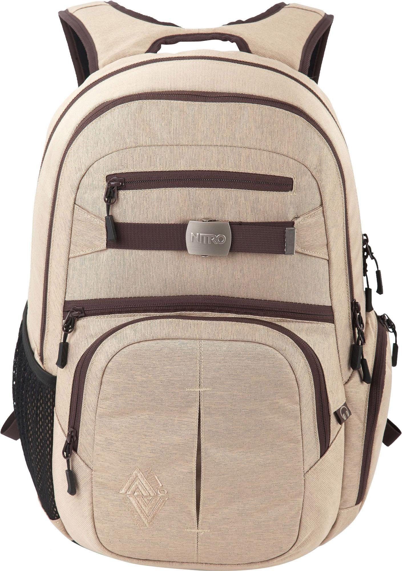 NITRO Schulrucksack Hero, Alltagsrucksack, Großer Freizeitrucksack, Schule, Arbeit und Reise almond