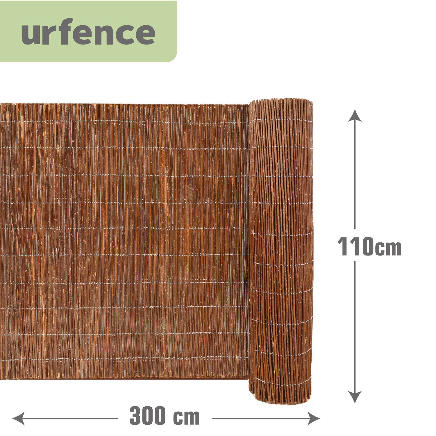 urfence Sichtschutzzaunmatten aus Weide - 110x300 Sichtschutz Weidenmatte - Balkon Terrasse Garten, Balkonverkleidung Windschutz Sonnenschutz - Pergola Sichtsch – Bild 4 von 5