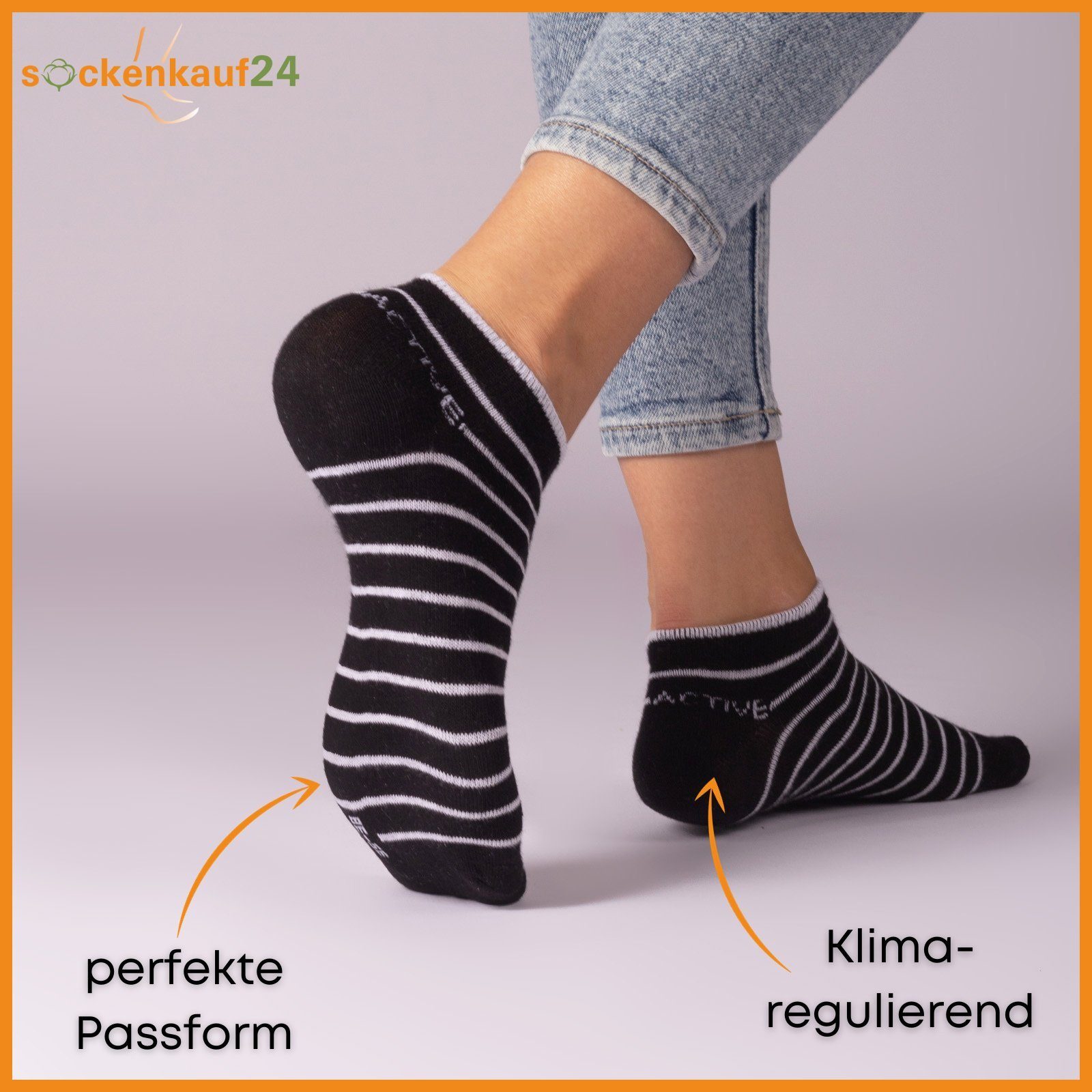 sockenkauf24 Sneakersocken 10 Paar Damen Sneaker Socken Mehrfarbig (35-38, 36844/1) Streifen Punkte Herzen Maritim Baumwolle WP