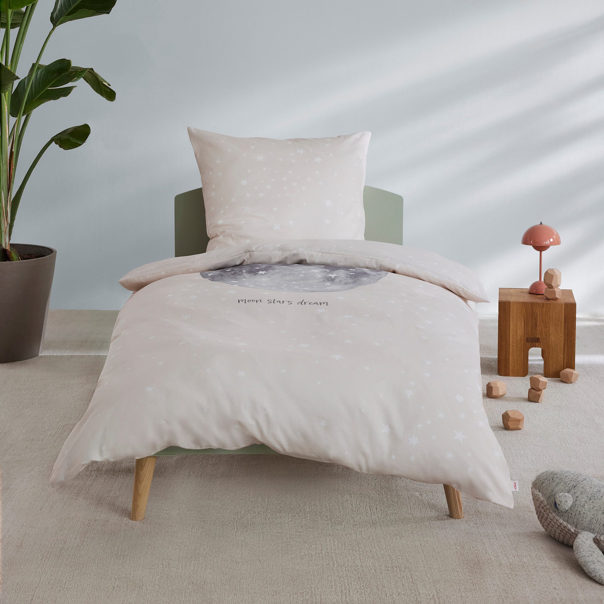 s.Oliver Kinderbettwäsche Satinbettwäsche s.Oliver Junior Mond, Mako-Satin, 2 teilig, mit Sternenhimmel und Mond – Bild 2 von 5