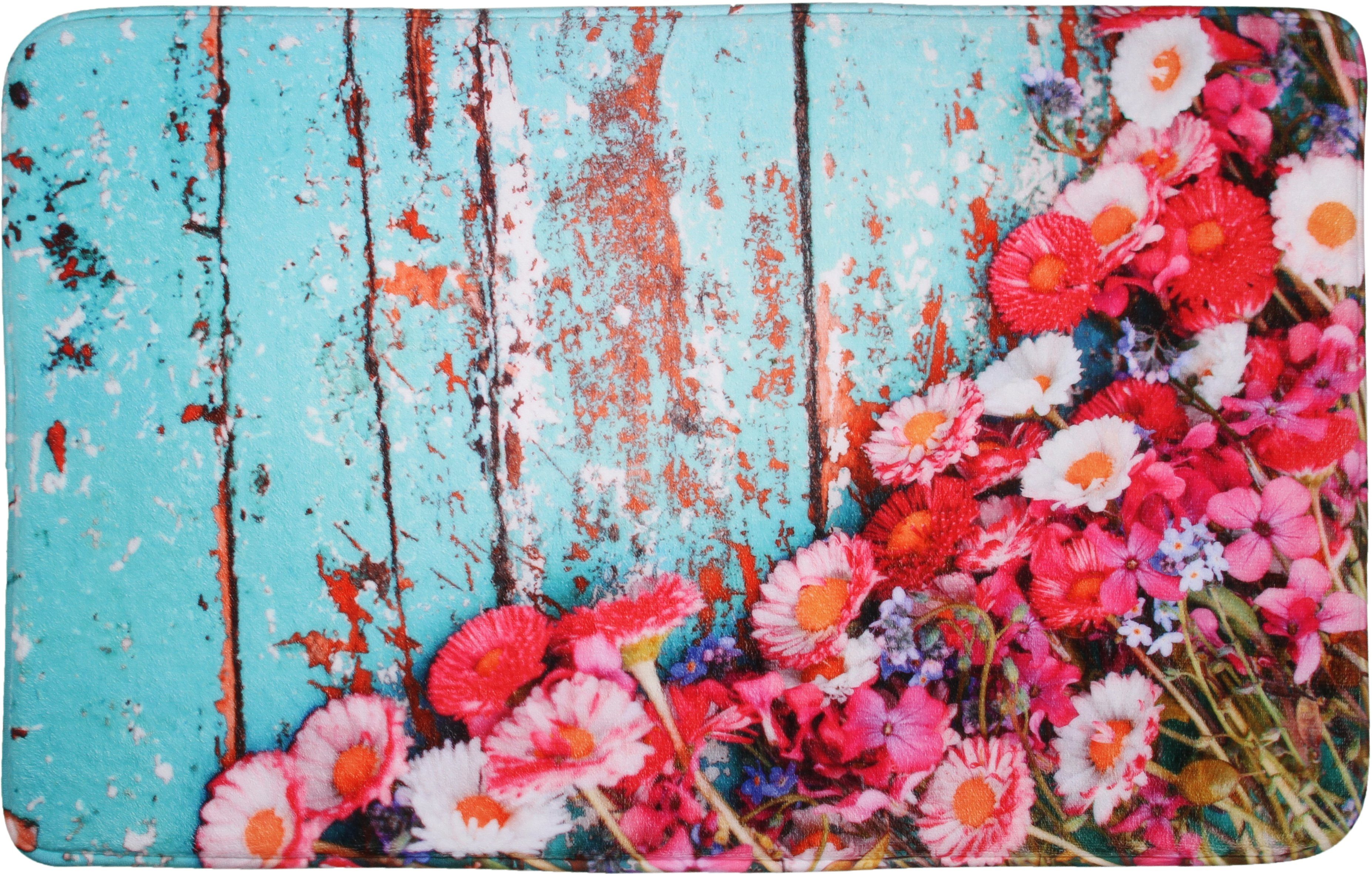 Sanilo Badematte Spring, 70 x 110 cm, sehr weich, rutschfest, waschbar und schnelltrocknend, 100% Polyester