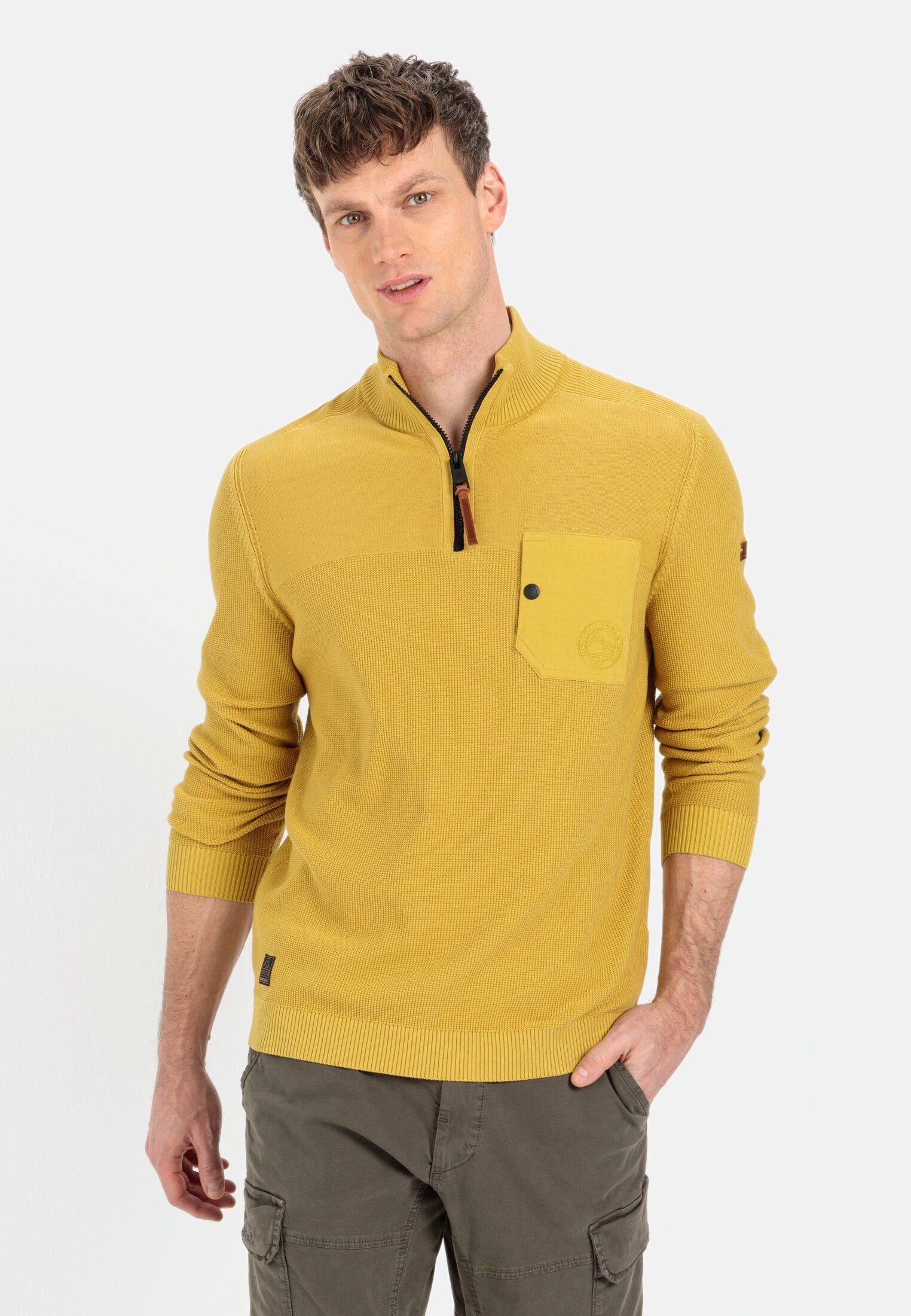 camel active В'язані светри aus zertifiziertem Organic Cotton Langarm Markenlogo