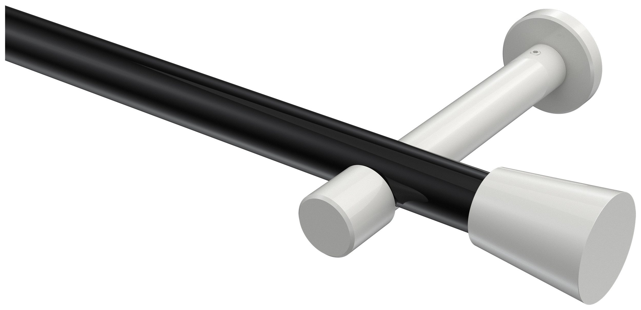 INTERDECO Gardinenstange Prestige Sitra, Ø 20 mm, 1-läufig, Fixmaß, kürzbar, Wandmontage, Deckenmontage, Metall, Schwarz / Weiß / Bicolor