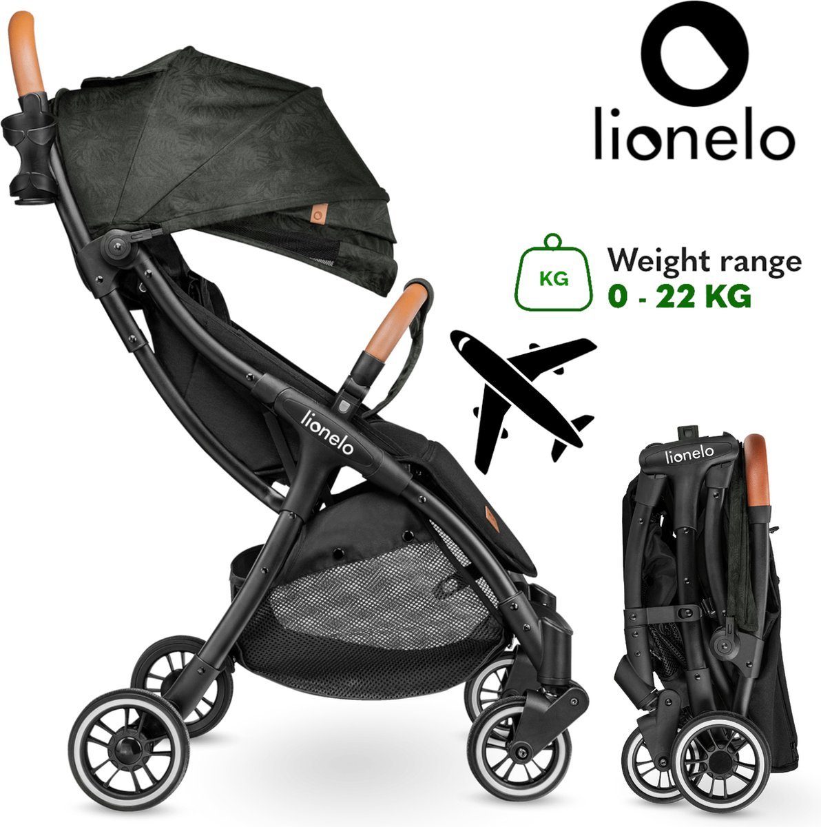 lionelo Kinder-Buggy JULIE ONE, Fußdecke,Getränkehalter,bis 22KG [Airline-Gepäck]