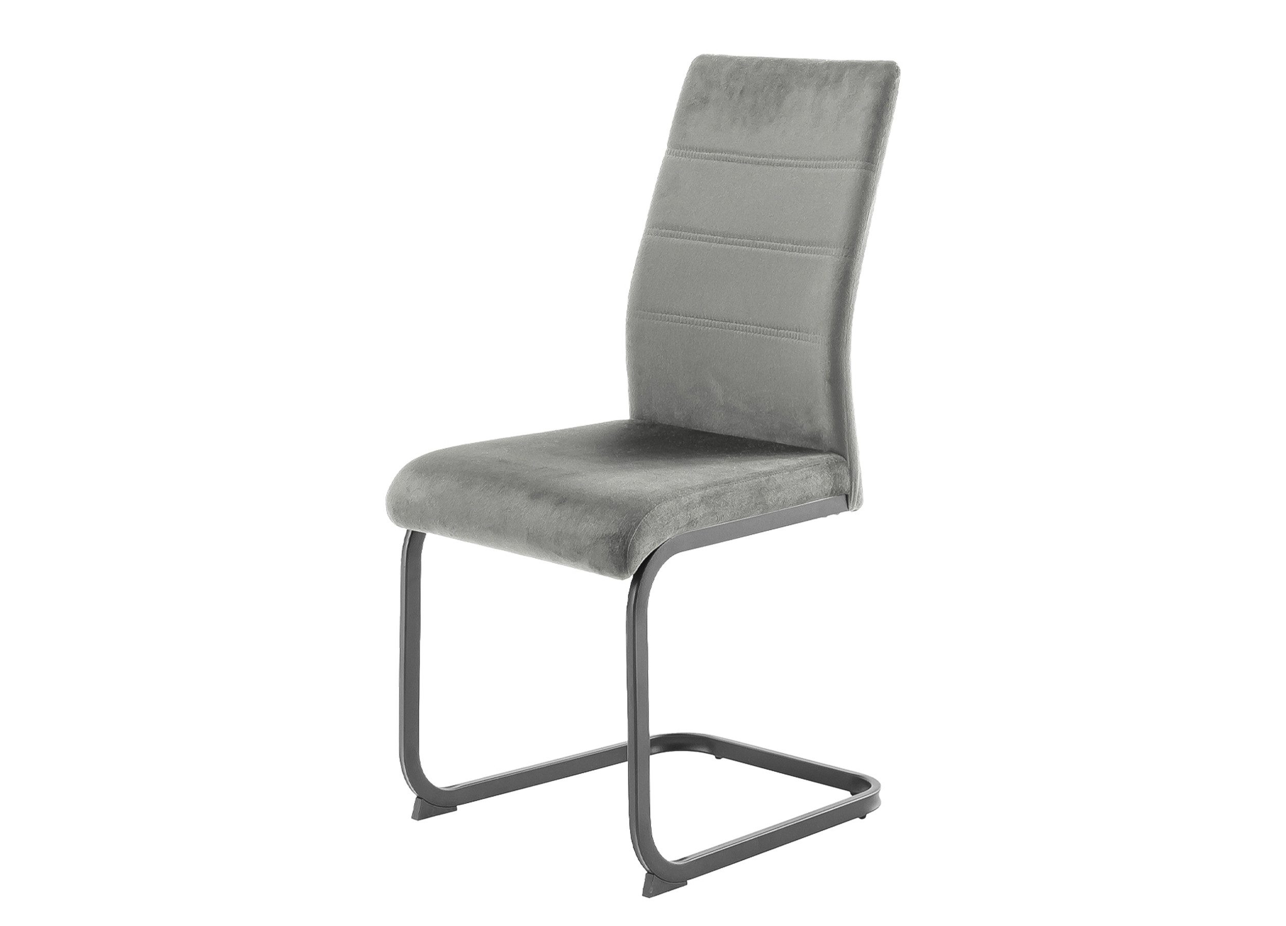 Die Möbelfundgrube® Freischwinger mit Veloursoptik, Steppung, Esszimmerstuhl »TICINO«, Metallgestell Kantrohr matt schwarz · Belastbar bis 120 kg