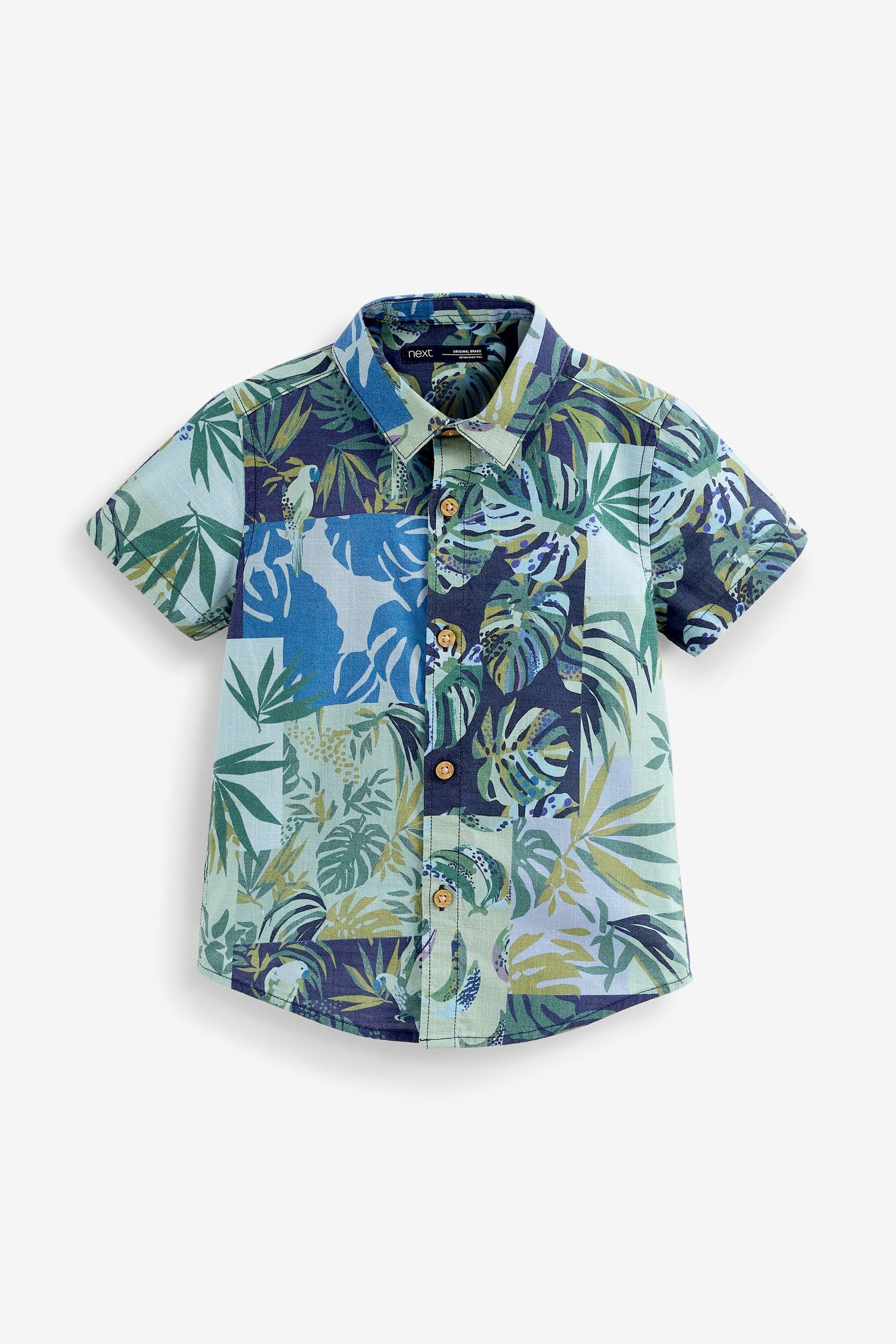 Next Kurzarmhemd Hemd (1-tlg) Kurzärmliges, Floral Blue bedrucktes