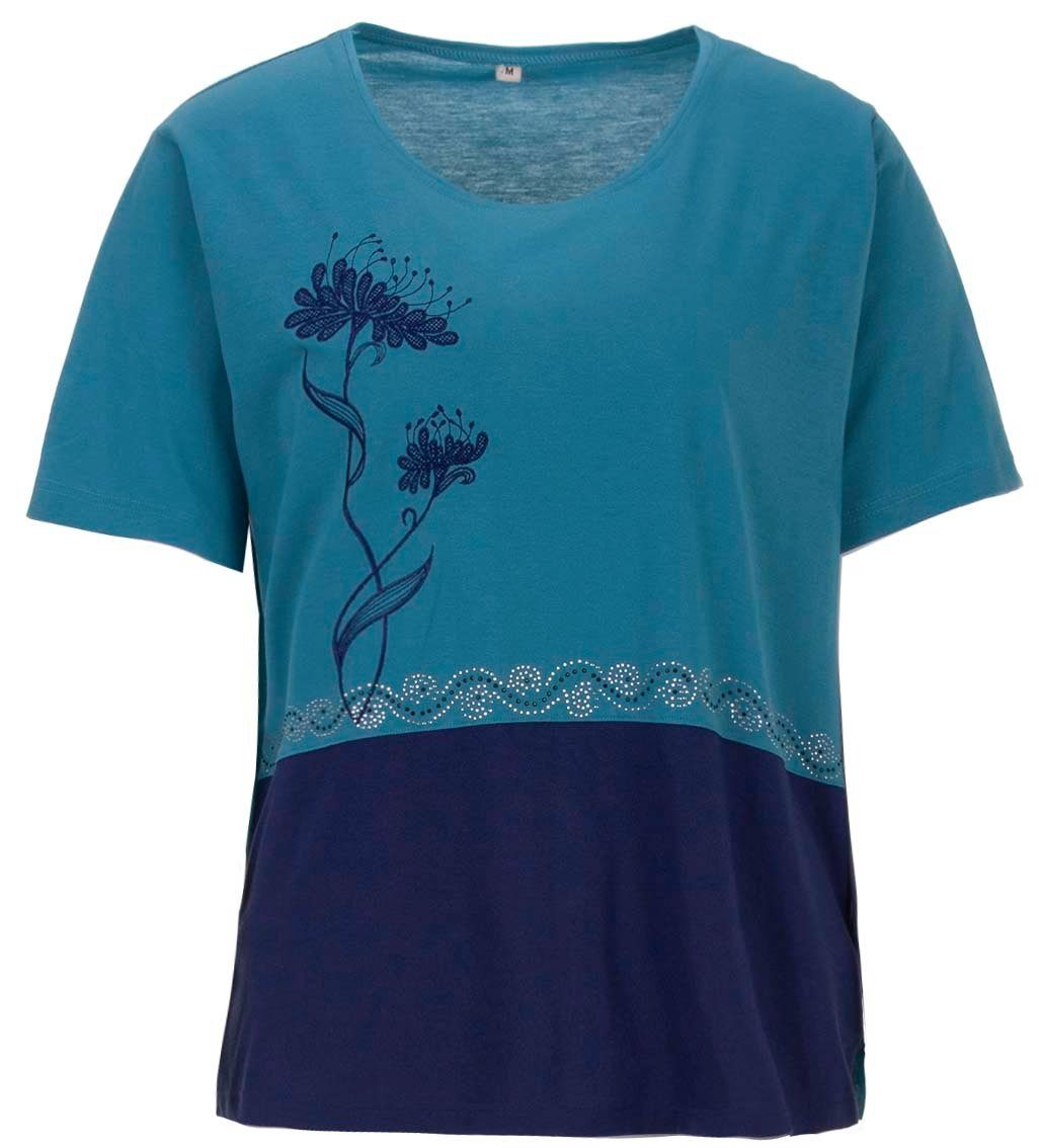 zeitlos Print-Shirt »zeitlos T-Shirt Damen Kurzarm Colour Block Stickerei  Stein Applikation Business Wear« online kaufen | OTTO