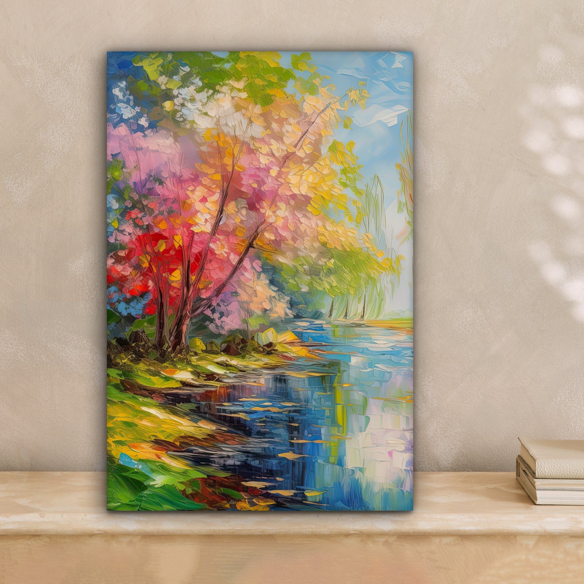 OneMillionCanvasses® Leinwandbild Ölfarbe - Landschaft - Natur - Farbenfroh günstig online kaufen