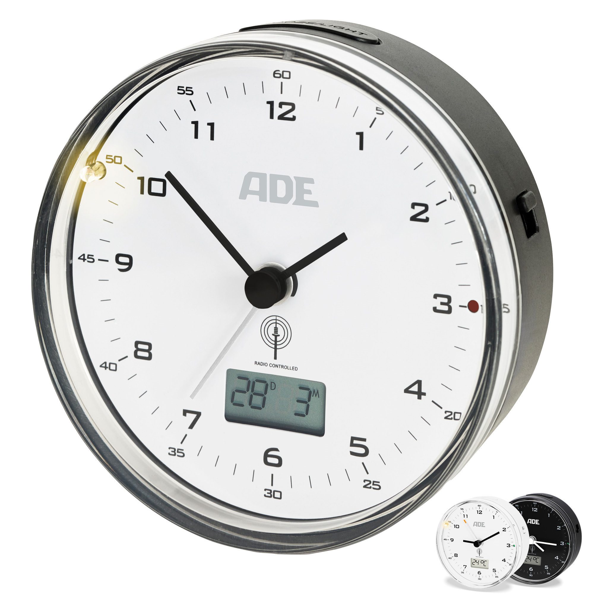 ADE Funkwecker Analoger Wecker mit Temperaturanzeige, ohne Ticken mit Beleu günstig online kaufen