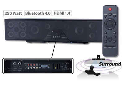 auvisio 6-Kanal-3D-Soundbar 5.1-Surround-Sound 4.0, HDMI, 250 Watt Soundbar (Bluetooth, 125 W, insgesamt 15 Lautsprecher)