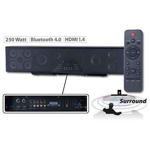 auvisio 6-Kanal-3D-Soundbar 5.1-Surround-Sound 4.0, HDMI, 250 Watt Soundbar (Bluetooth, 125 W, insgesamt 15 Lautsprecher)