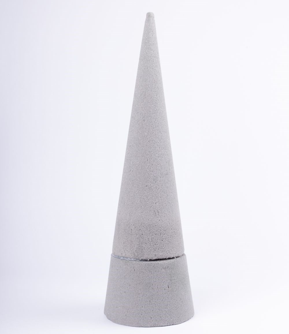 artplants Bastelmoos Steckschaum Kegel ZOILA für Kunstblumen, grau, 50 cm, Ø 16 cm