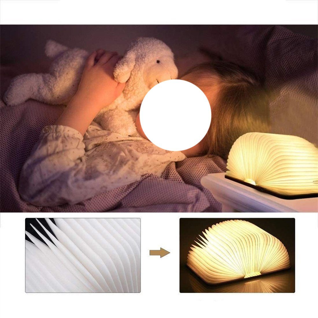 Nachtlicht Buchform, in LED LED-Nachtlicht, DAYUT neuartiges wiederaufladbar Design
